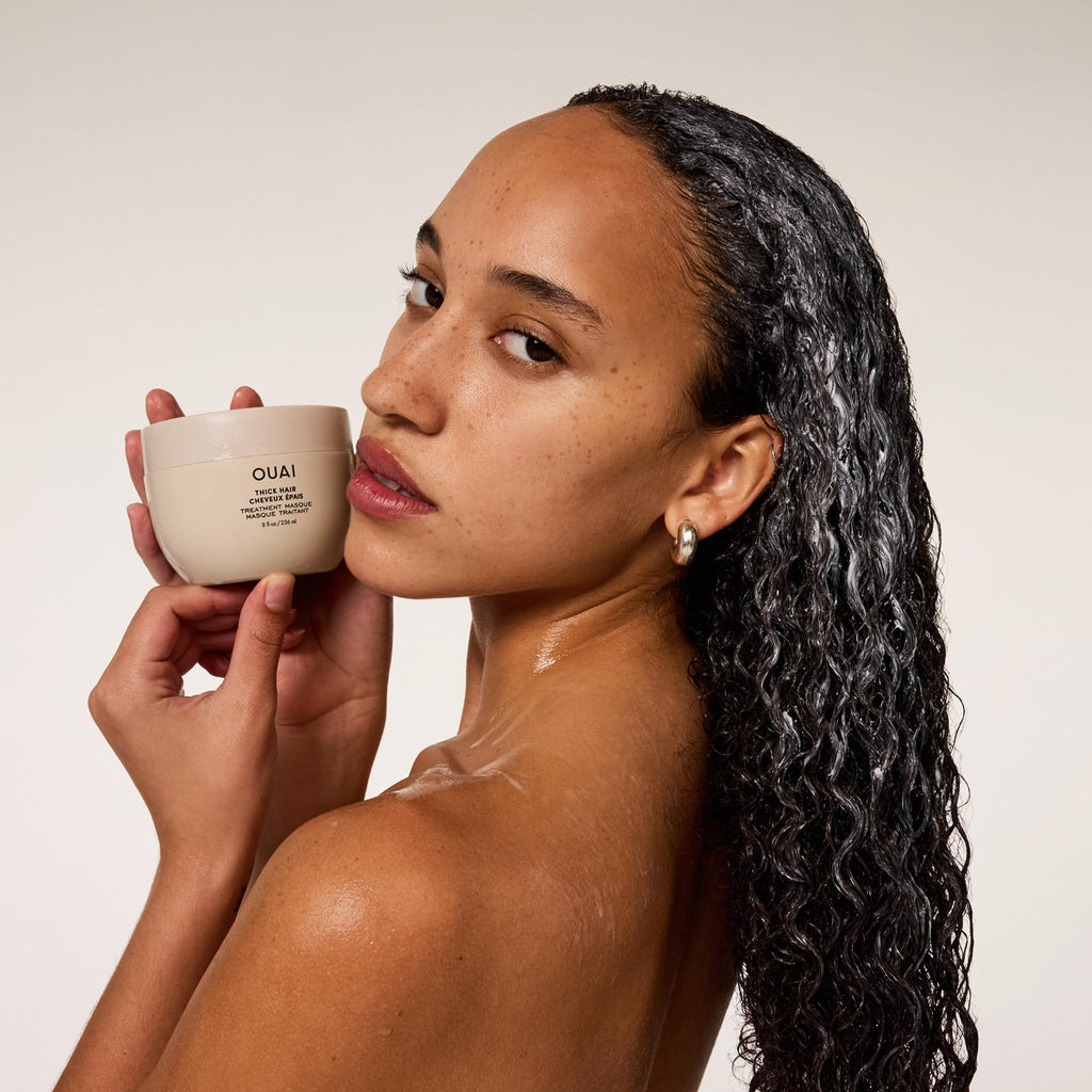 OUAI Thick Hair Mask - Treatment Masque with Almond Oil, Olive Oil, & Hydrolyzed Keratin to Restore Damaged Hair - Phthalate & Paraben Free Masque (3.4 Oz) OUAI Au supplements