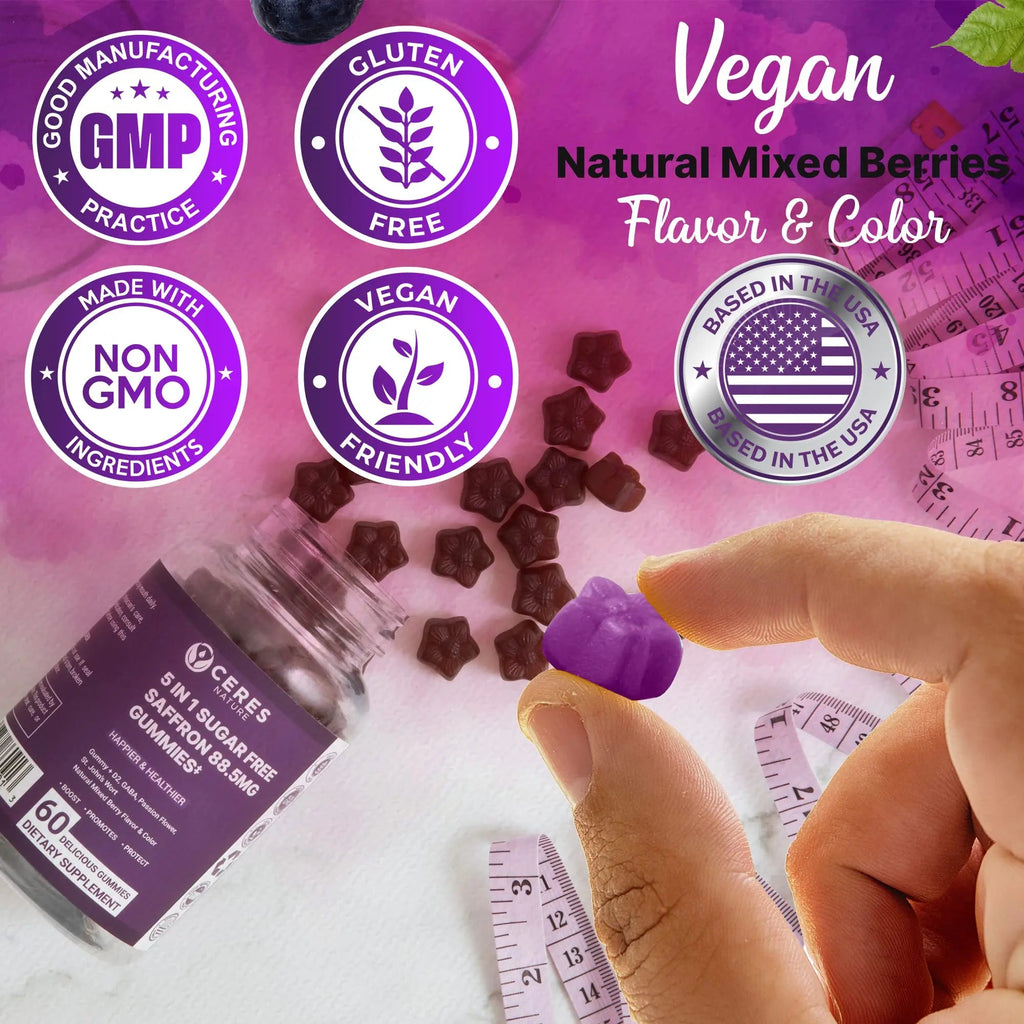 Premium Saffron Extract 88.5mg** Gummy - Appetite Control, Eye Support, Boost Energy Ceres Nature Au supplements