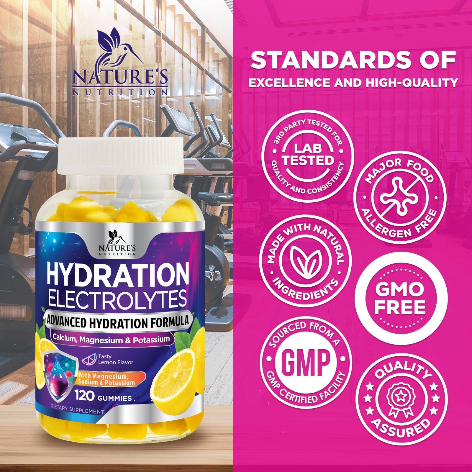 Hydration Electrolyte Gummies - Daily Liquid Replenisher Gummy - Electrolyte Multiplier with Minerals, Potassium & Real Salt - Vegan, Non-GMO - Tasty Lemon Flavor Hydration Electrolytes