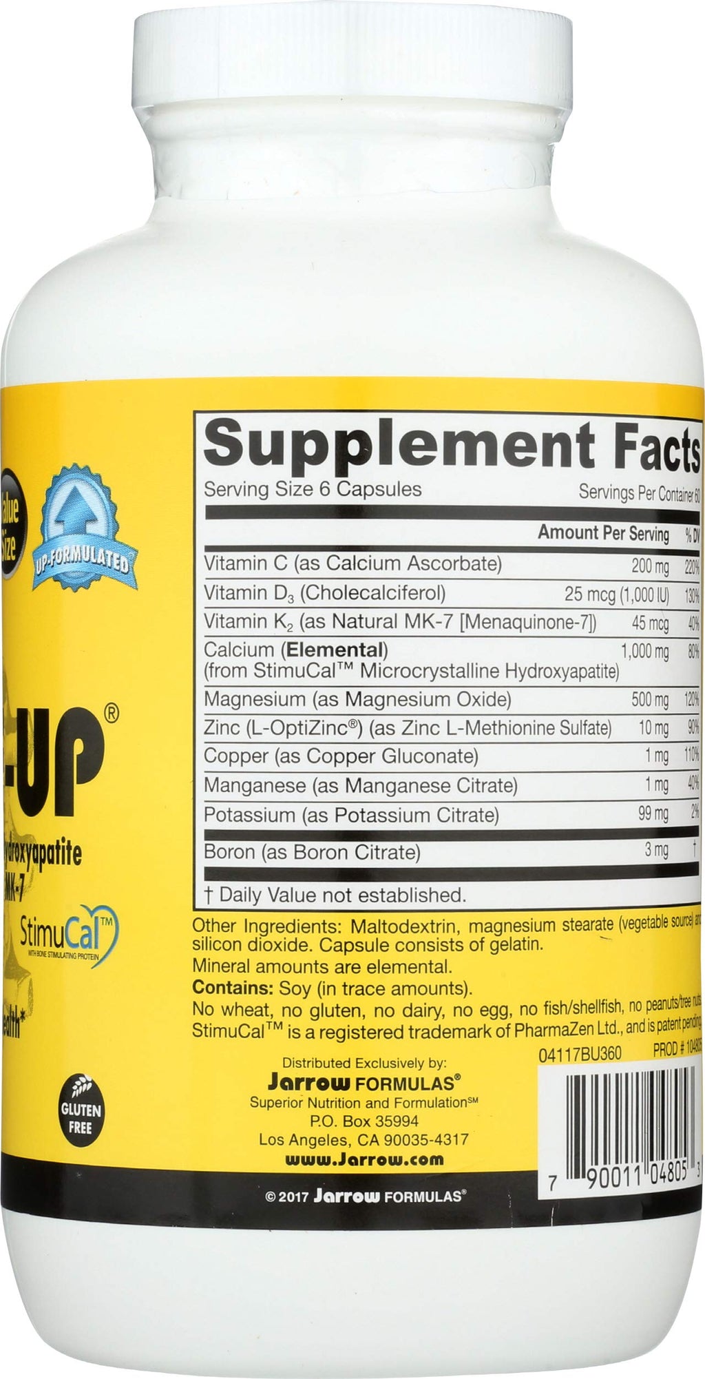 Jarrow Formulas BoneUp for Bone Density - Vitamin D3 and K2, Calcium Support, 360 Capsules, Promotes Skeletal Nutrition, Up to 60 Days Supply Jarrow Formulas Au supplements