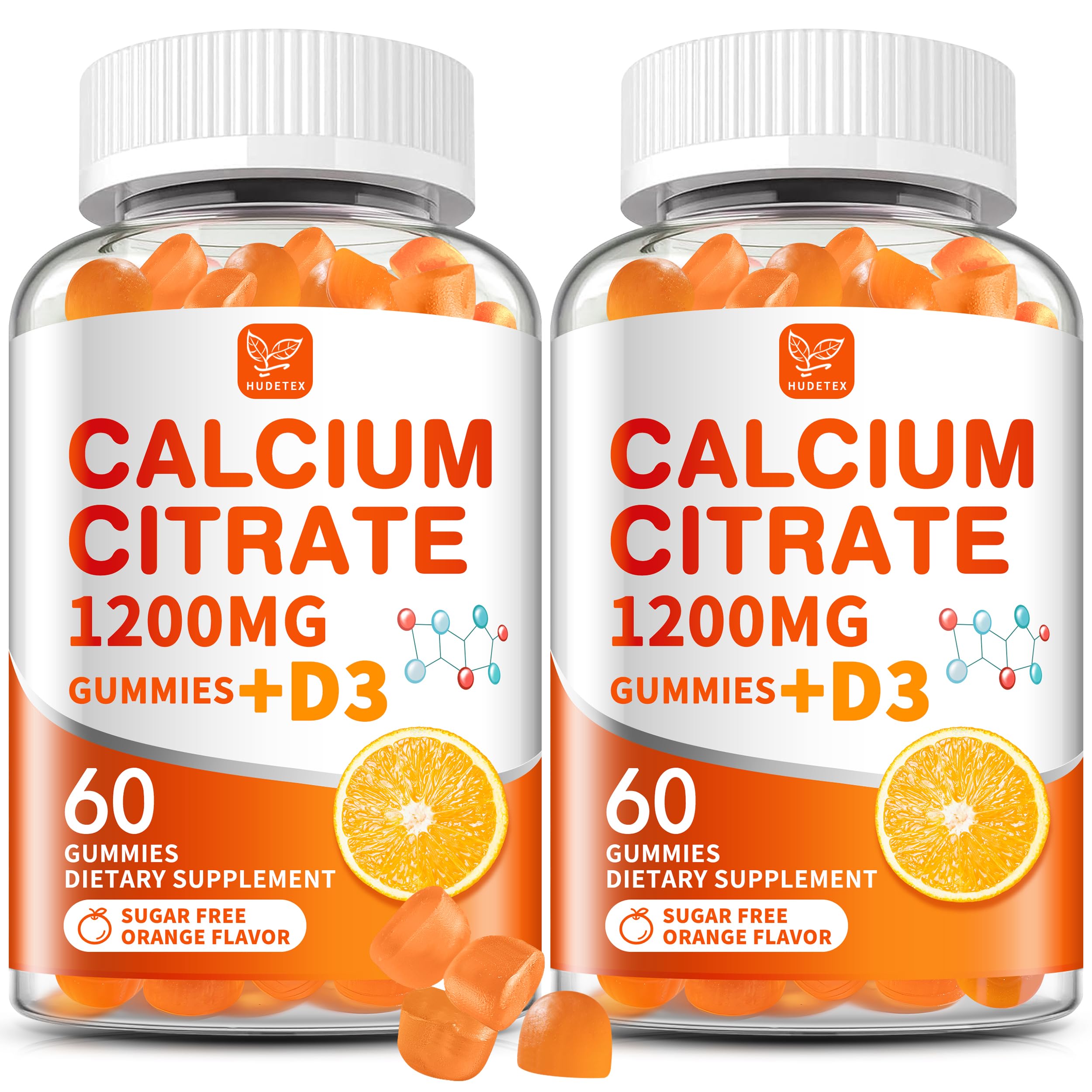 (2 Pack) Calcium Citrate 1200 mg with Vitamin D3 Gummies for Women & Men,Calcium Supplements for Bone & Teeth Support,High Absorption - Easy to Digest,