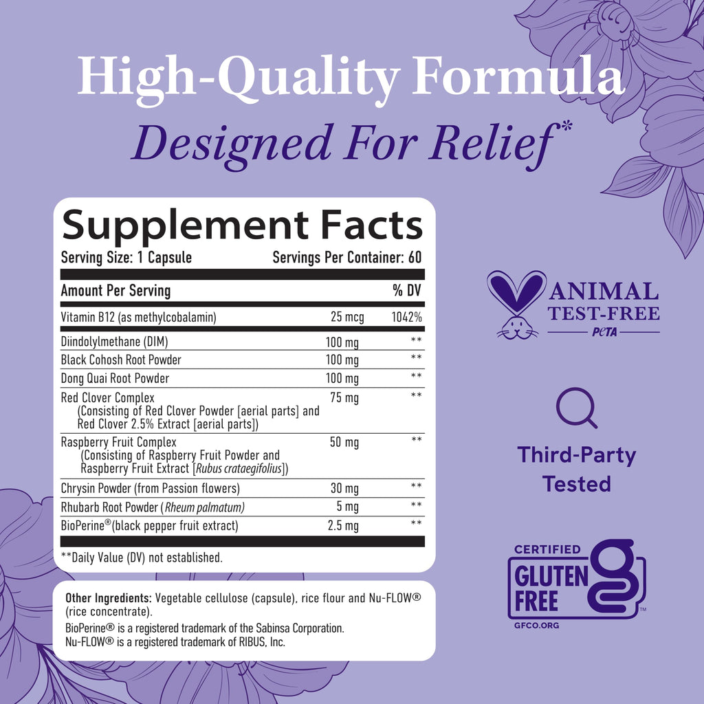 Menopause Supplements for Women Hot Flashes & Night Sweats | Hormone Balance, Menopause Relief for Women & Perimenopause Support | With Black Cohosh, DIM & Red Clover | 60 Ct (2 Month Supply) SMNutrition Au supplements