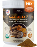Naturealm Sacred 7 Organic Mushroom Powder Supplement | 7-Month Supply | 7-in-1 Blend with Lions Mane, Reishi, Chaga | Brain & Immune Support