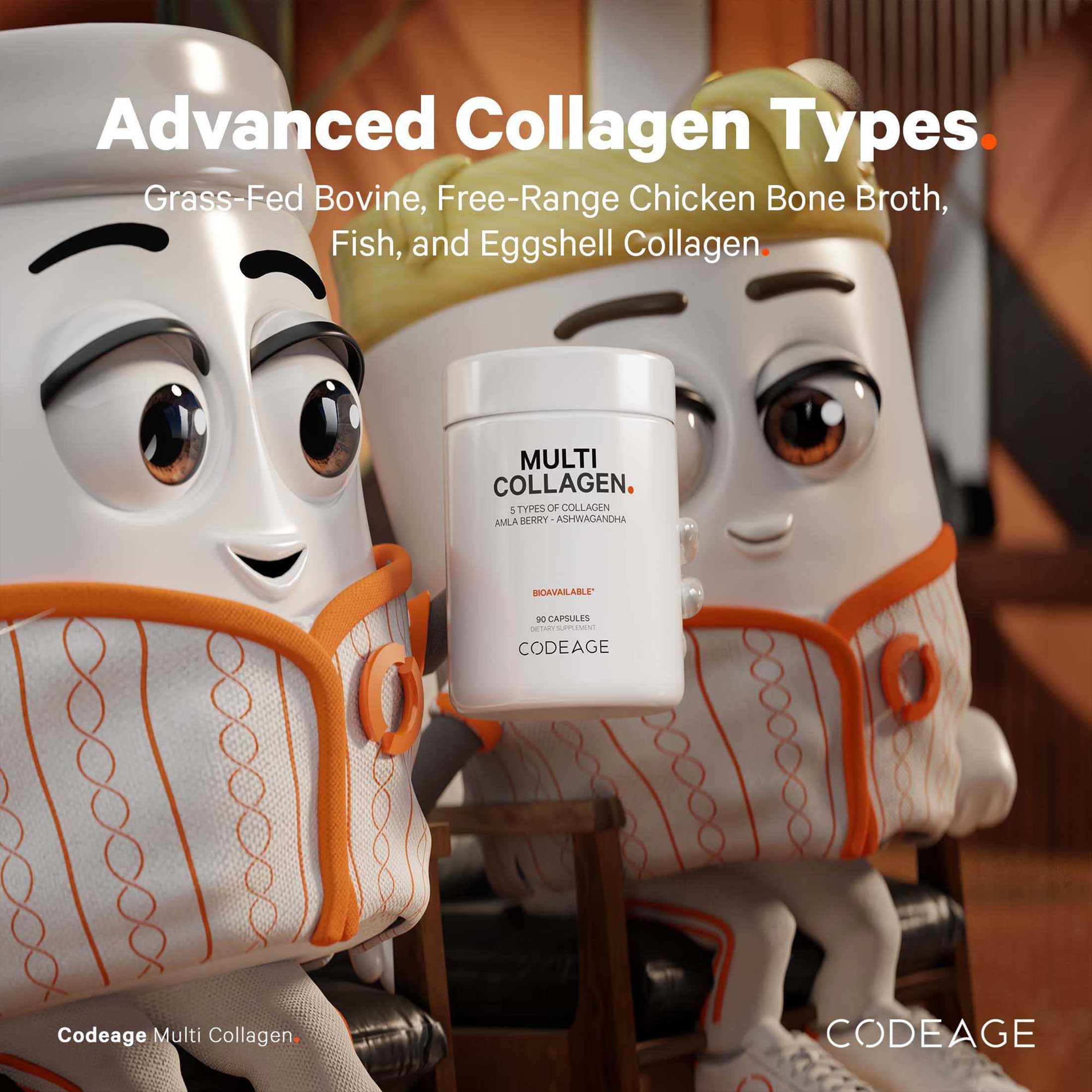 Codeage Multi Collagen Peptides Protein Capsules, 5 Collagen Types, Grass-Fed & Hydrolyzed Bovine Collagen Pills Supplement, Ashwagandha, Amla Berry Vitamins, Collagen Peptides - 90 Capsules Codeage Au supplements