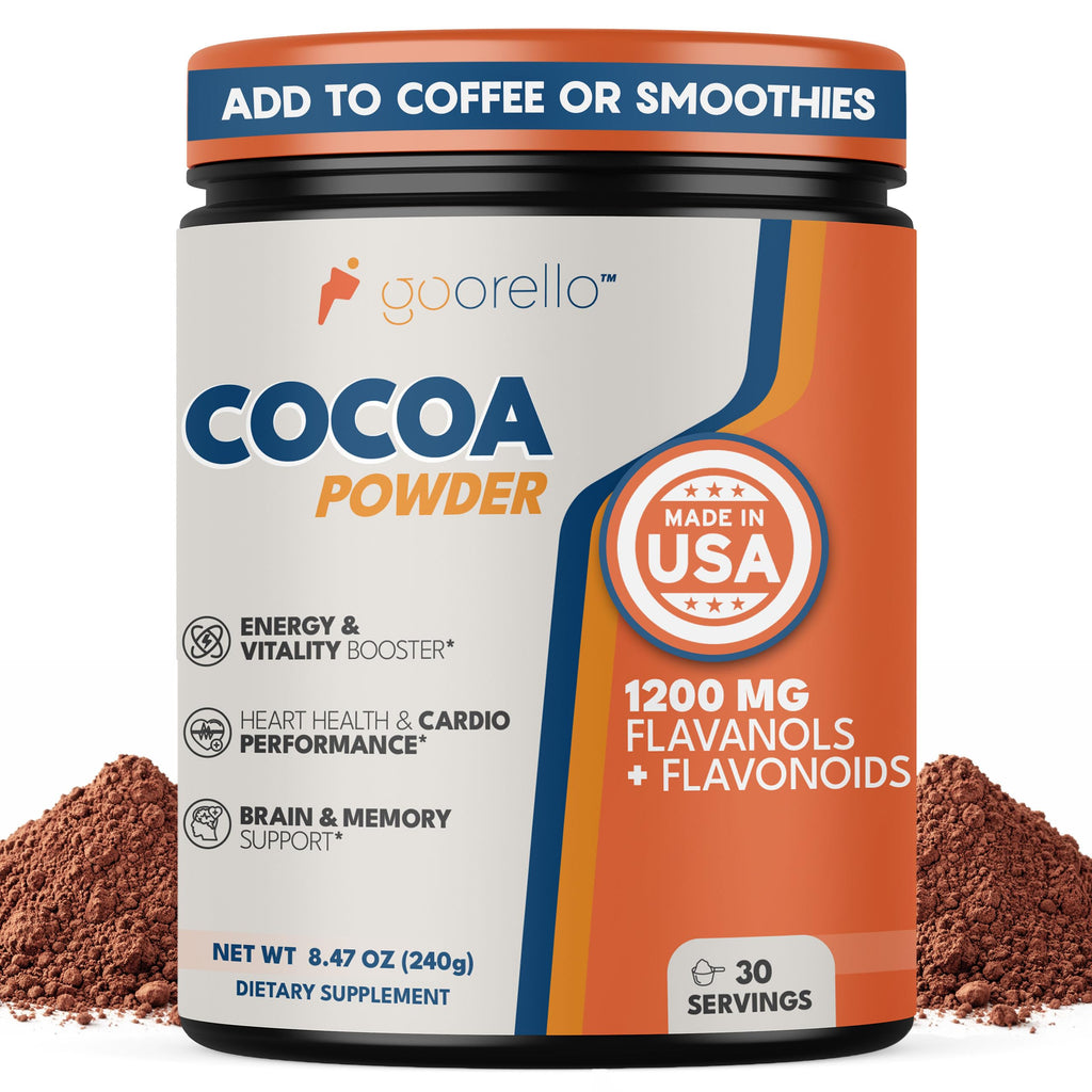 goorello High Flavanol Cocoa Powder Supplement, 1200mg Cocoa Flavanols & Flavonoids, 30 Servings for Support Heart Health,
