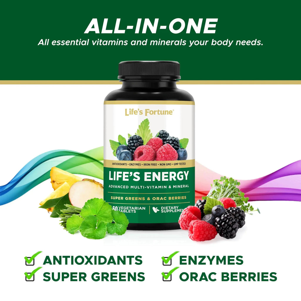 Life's Energy Advanced Daily Multivitamin for Men & Women, Energy and Immune Support Supplement with Super Greens, Antioxidants, Enzymes Life's Fortune Au supplements