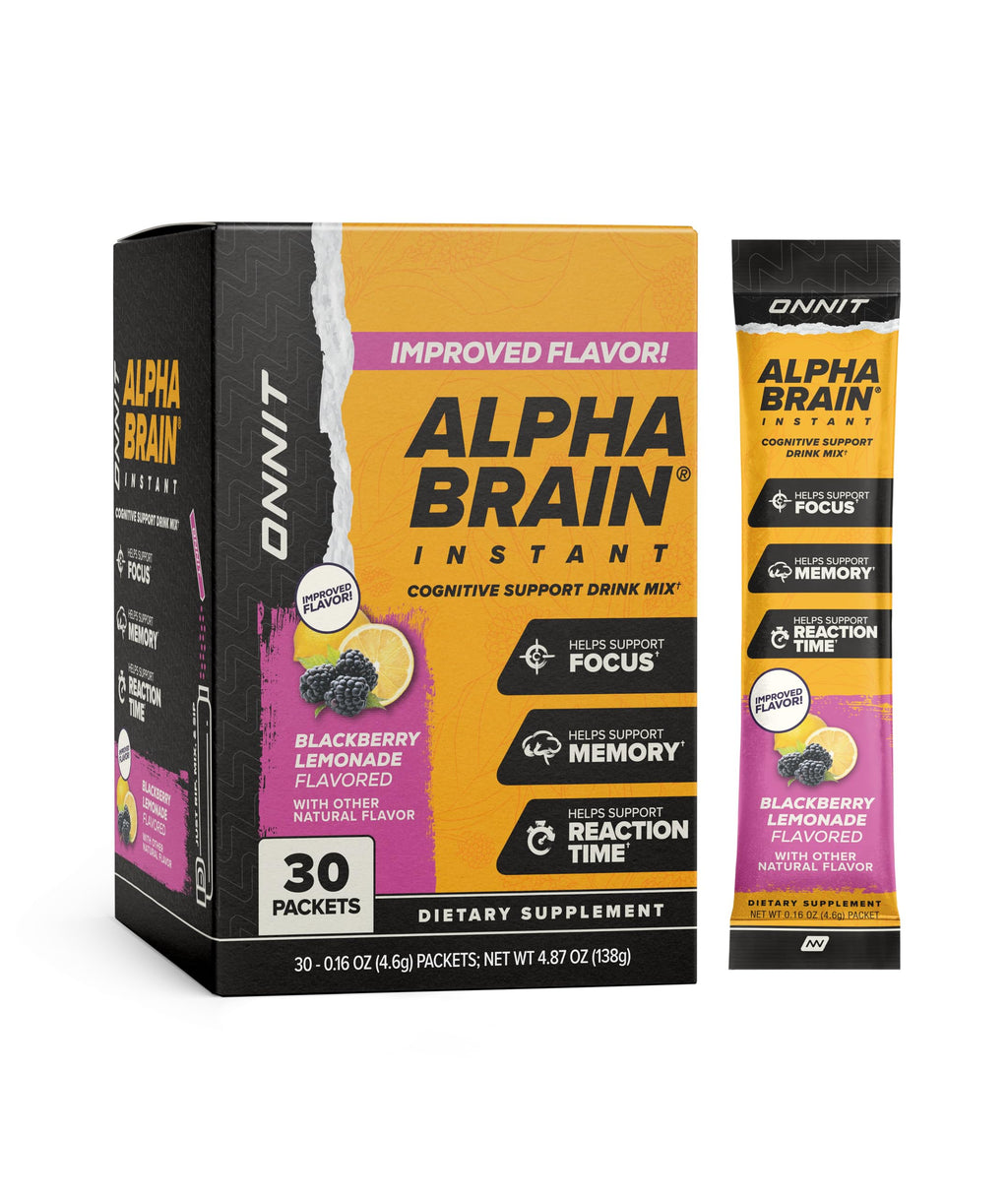 ONNIT Alpha Brain Instant Cognitive Support Drink Mix, BlackBerry Lemonade Flavor, Nootropic Supplement for Focus, Memory, and Clarity, 0.13 oz Packets, 30 Count ONNIT Au supplements