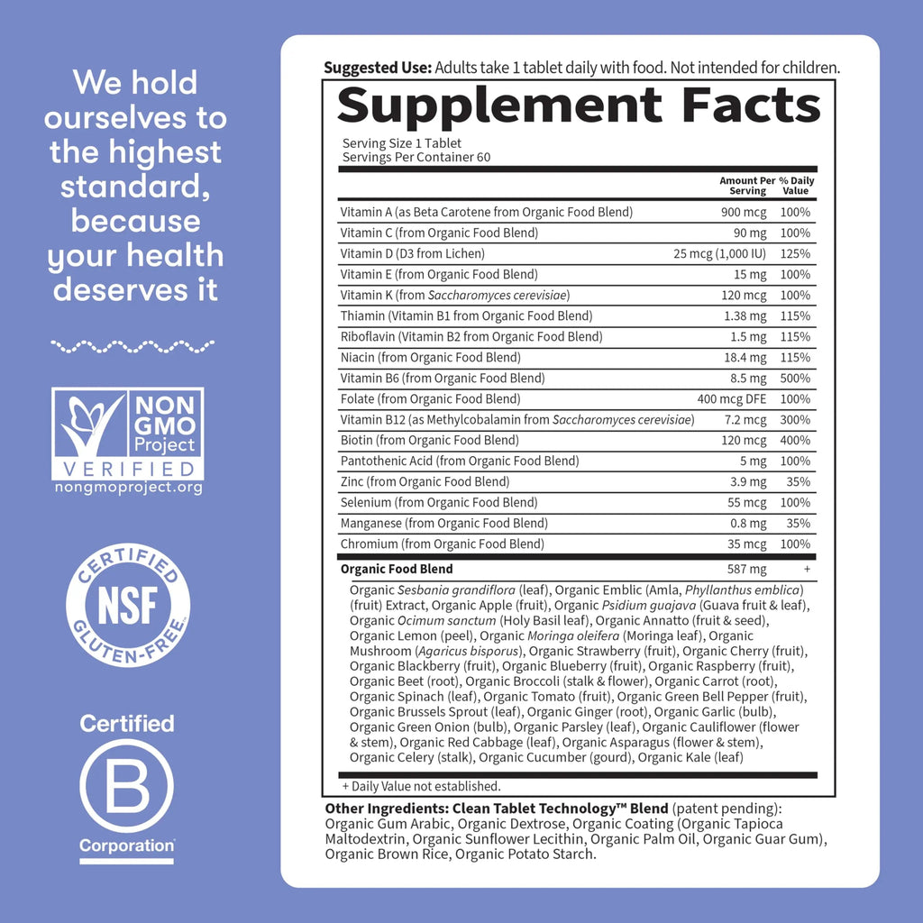 Garden of Life Once Daily Whole Food Multivitamin for Men, Organic Mens Vitamins & Minerals, Vitamin C, Zinc, Vegan, for Health & Well-Being, 60 Tablets Garden of Life Au supplements