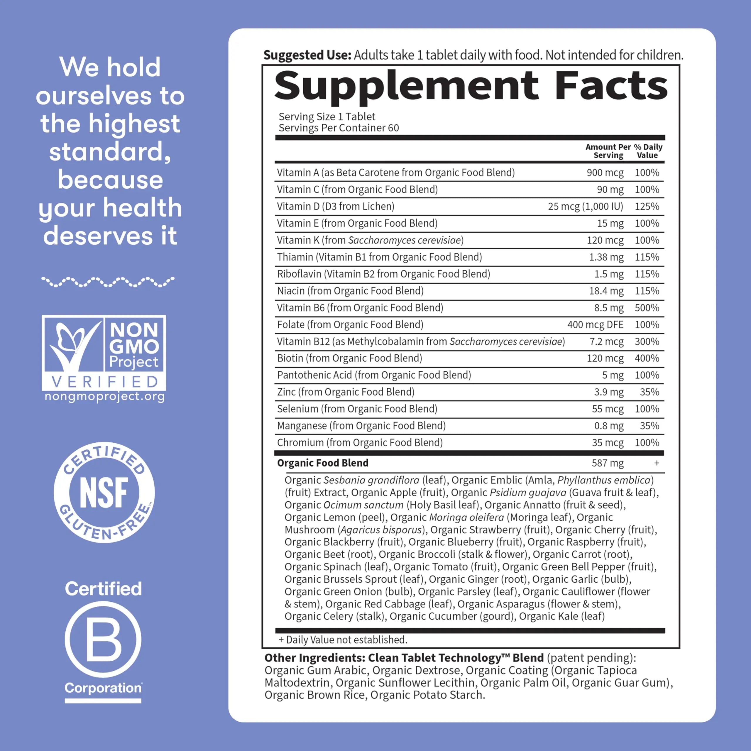 Garden of Life Once Daily Whole Food Multivitamin for Men, Organic Mens Vitamins & Minerals, Vitamin C, Zinc, Vegan, for Health & Well-Being, 60 Tablets Garden of Life Au supplements