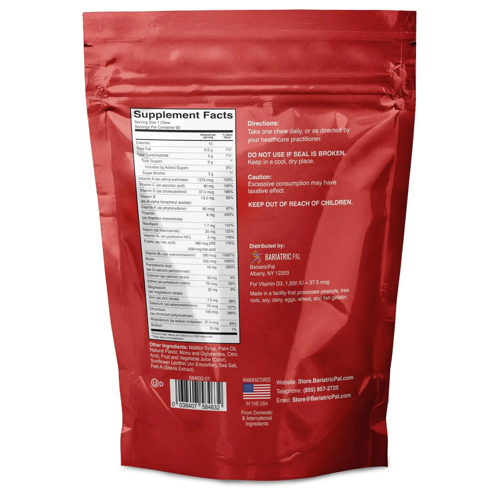 BariatricPal Iron-Free Multivitamin Soft Chew - Fruit Punch (60 Count) BariatricPal Au supplements
