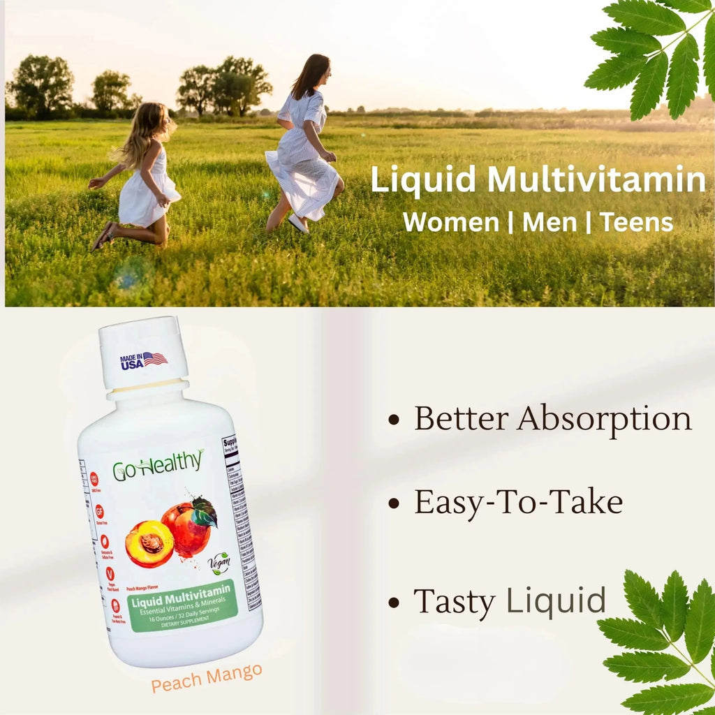 Go Healthy Liquid Vitamins for Women, Men, Teens | Vegan Vitamin & Mineral | High Absorption | Premium Liquid Multivitamin | Go Healthy Natural Au supplements