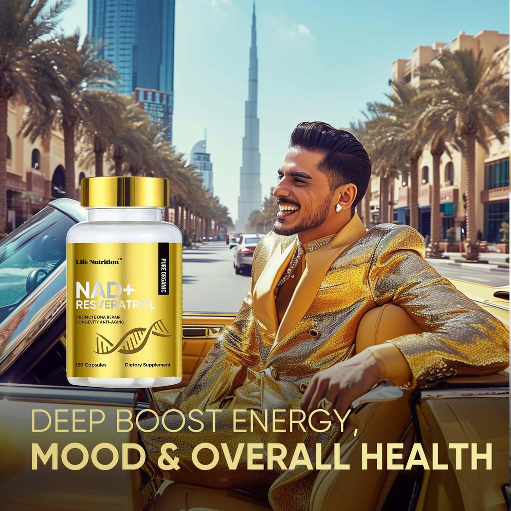 Life Nutrition NAD+ Supplement 1000 mg - 120 Capsules True NAD+ & Resveratrol, NMN Alternative Supports Anti-Aging, Cellular Energy & Repair, Metabolism & Brain Boost for Men & Women Life Nutrition Au supplements