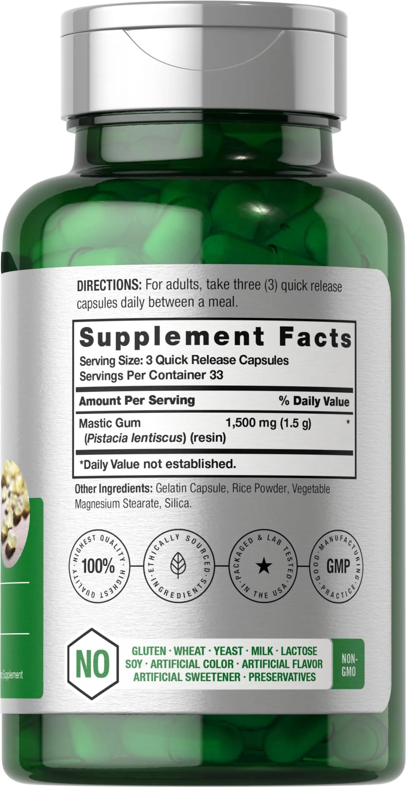 Mastic Gum Capsules 1500mg 100 Count | Non-GMO & Gluten Free | by Horbaach Horbäach Au supplements