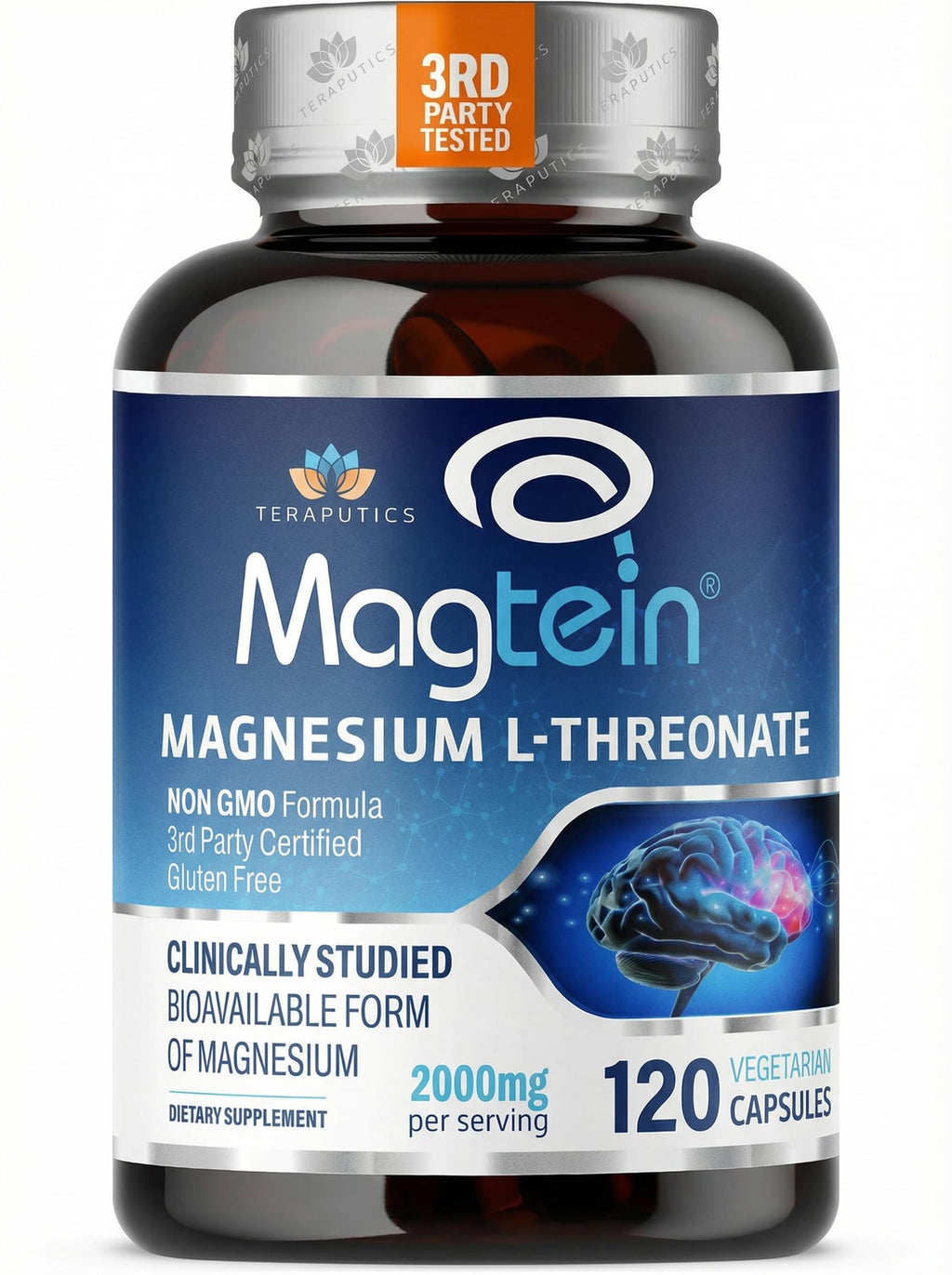 Magnesium L Threonate, Magtein, Brain Supplement for Memory, Focus, Sleep and Cognitive Support, High Absorption Magnesium L-Threonate, Non-GMO