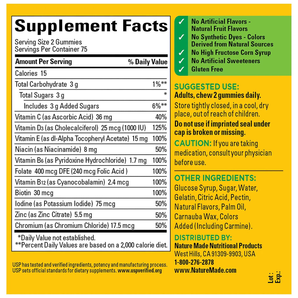 Nature Made Multivitamin Gummies, Mens & Womens Gummy Vitamins & Minerals, Adult Multivitamin Gummy Nature Made Au supplements