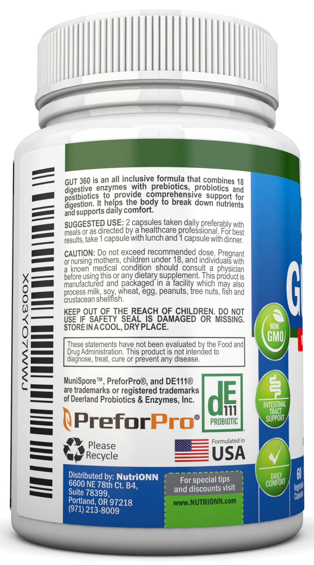 4-in-1 Probiotics, Prebiotics & Postbiotics with 18 Digestive Enzymes for Women & Men - Complete Gut & Digestive Support Supplement