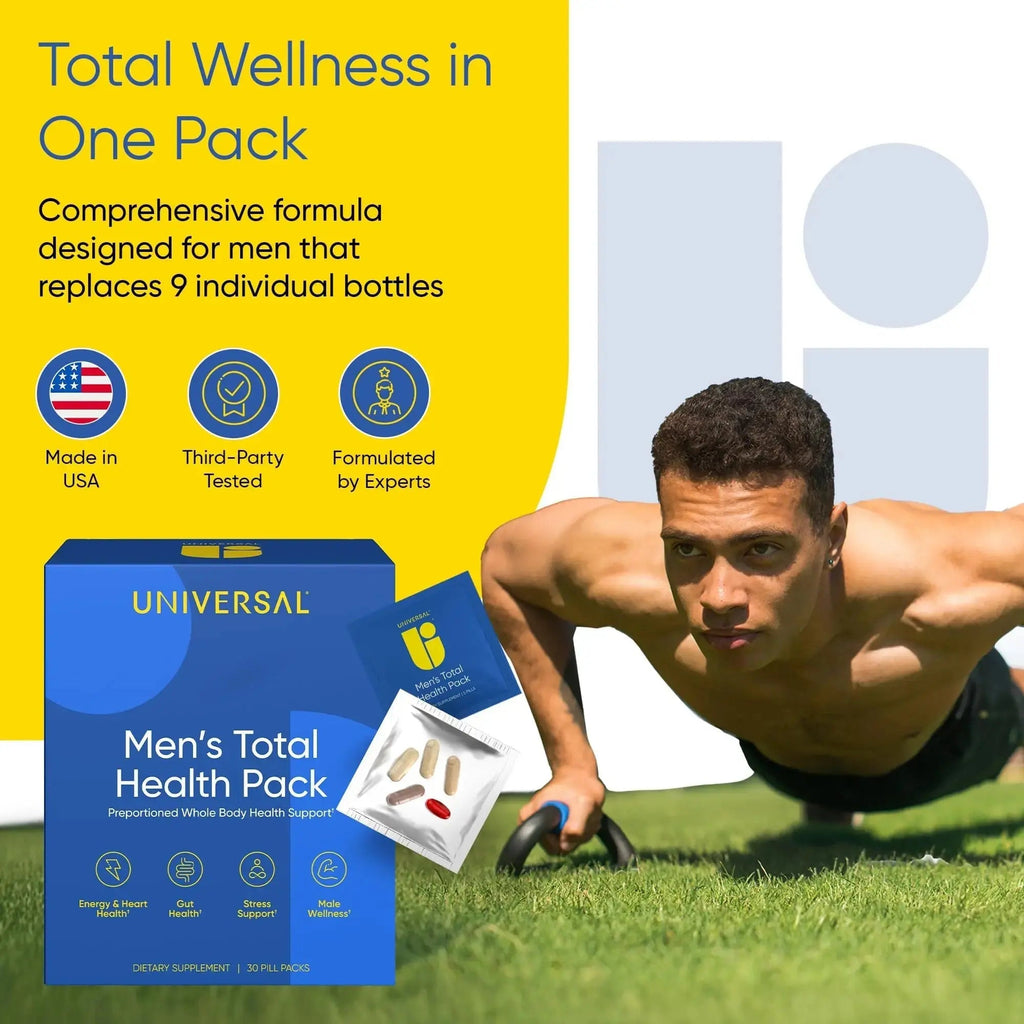 Men's Total Health Daily Vitamin Packs - 22 Essential Minerals & Vitamins for Men, All-in-One Multivitamin Supplement for Energy Universal U Au supplements