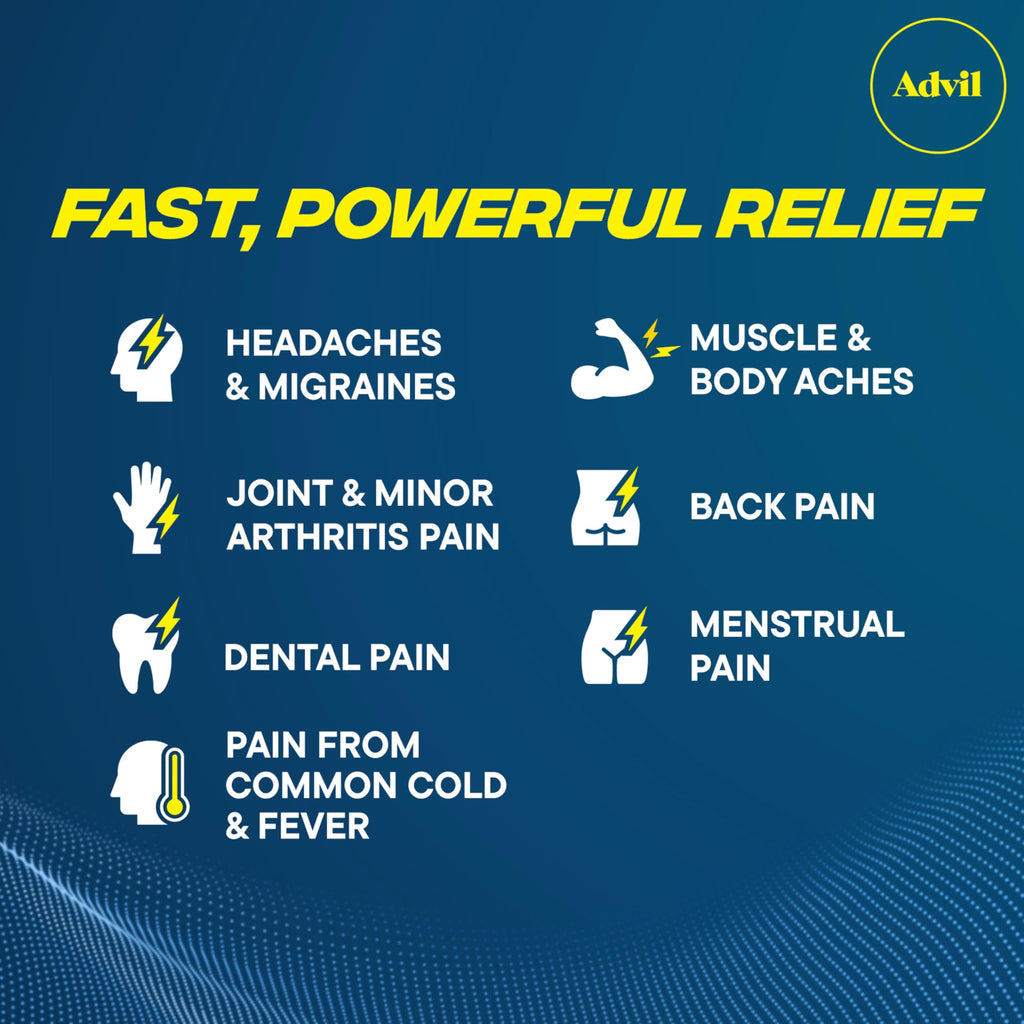 Advil Liqui-Gels Pain Reliever and Fever Reducer, Pain Medicine for Adults with Ibuprofen 200mg for Headache, Backache, Menstrual Pain and Joint Pain Relief - 50x2 Liquid Filled Capsules Advil Au supplements