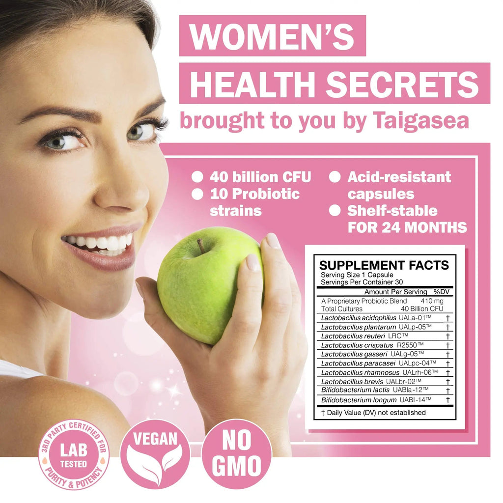 TAIGASEA Probiotics for Women, 40 Billion CFU, 10 Strains for Yeast Control, Vaginal and Urinary Tract Health TAIGASEA Au supplements