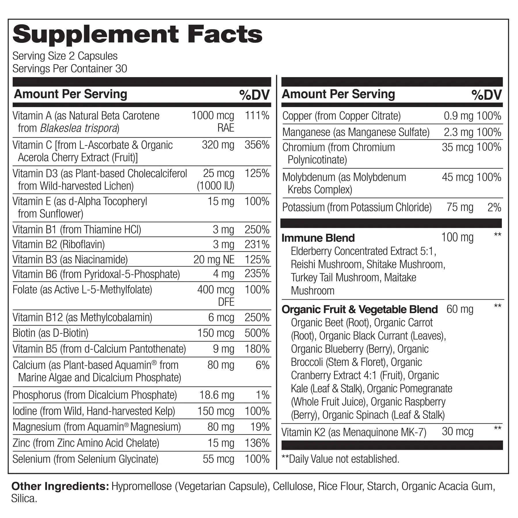 NATURELO Whole Food Multivitamin + Immune Blend with Elderberry & Mushrooms - Complete Multivitamin with Extra Immune Support NATURELO Au supplements