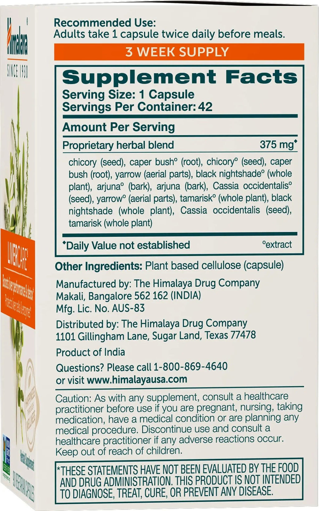 Himalaya LiverCare for Total Liver Support, Cleanse and Detox, Protects Cells & Enzymes Himalaya Au supplements