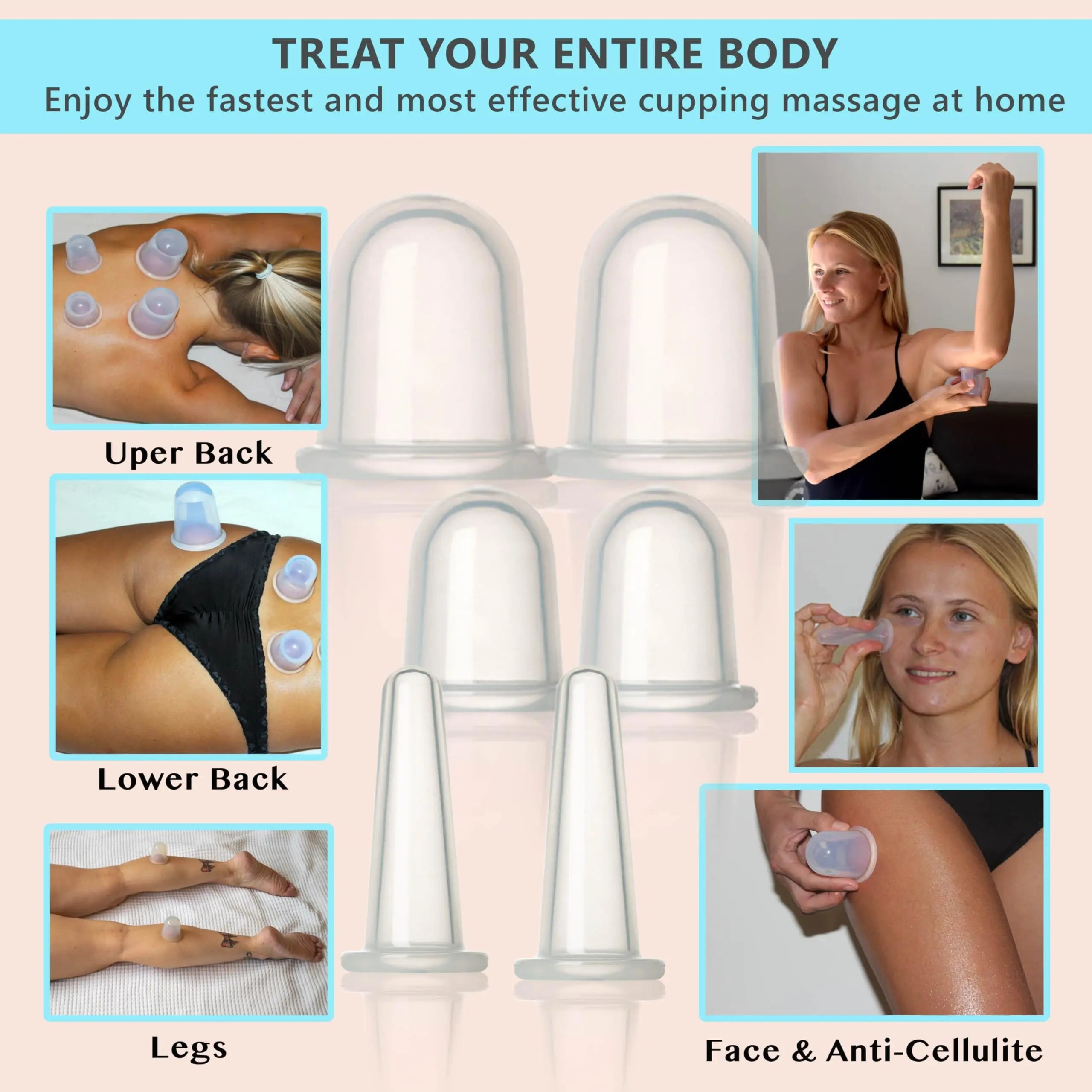 Cupping Kit for Massage Therapy - by DoSensePro, Cupping Set of 6 Professional Silicone Cups DoSensePro Au supplements