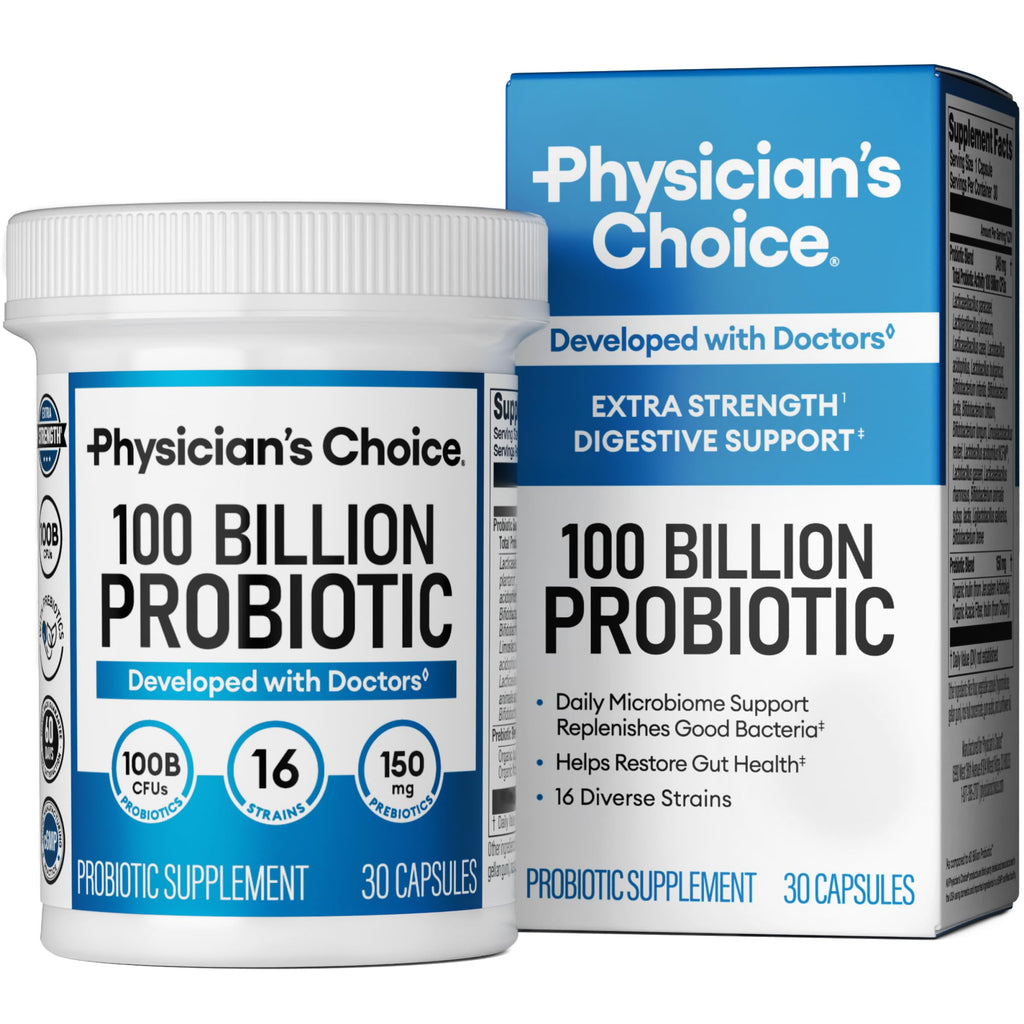 Physician's CHOICE 100 Billion Advanced Probiotic - 16 Strains + Organic Prebiotics - Digestive & Gut Health - Supports Occasional Constipation, Diarrhea, Gas & Bloating - Probiotics for Women & Men Physician's CHOICE Au supplements