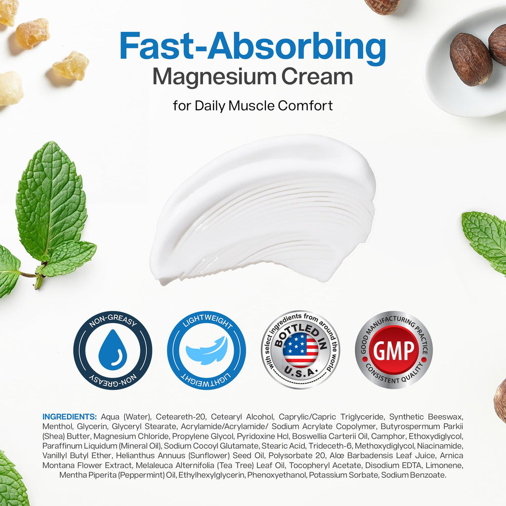 Magnesium Freeze - Topical Magnesium Cream with Niacinamide for Joints, Low Back, Sciatic Nerve, Knee, Hip, & Foot - Fast Acting Cooling Formula - Lightweight, Non-Greasy - 4oz OsteoShield Au supplements