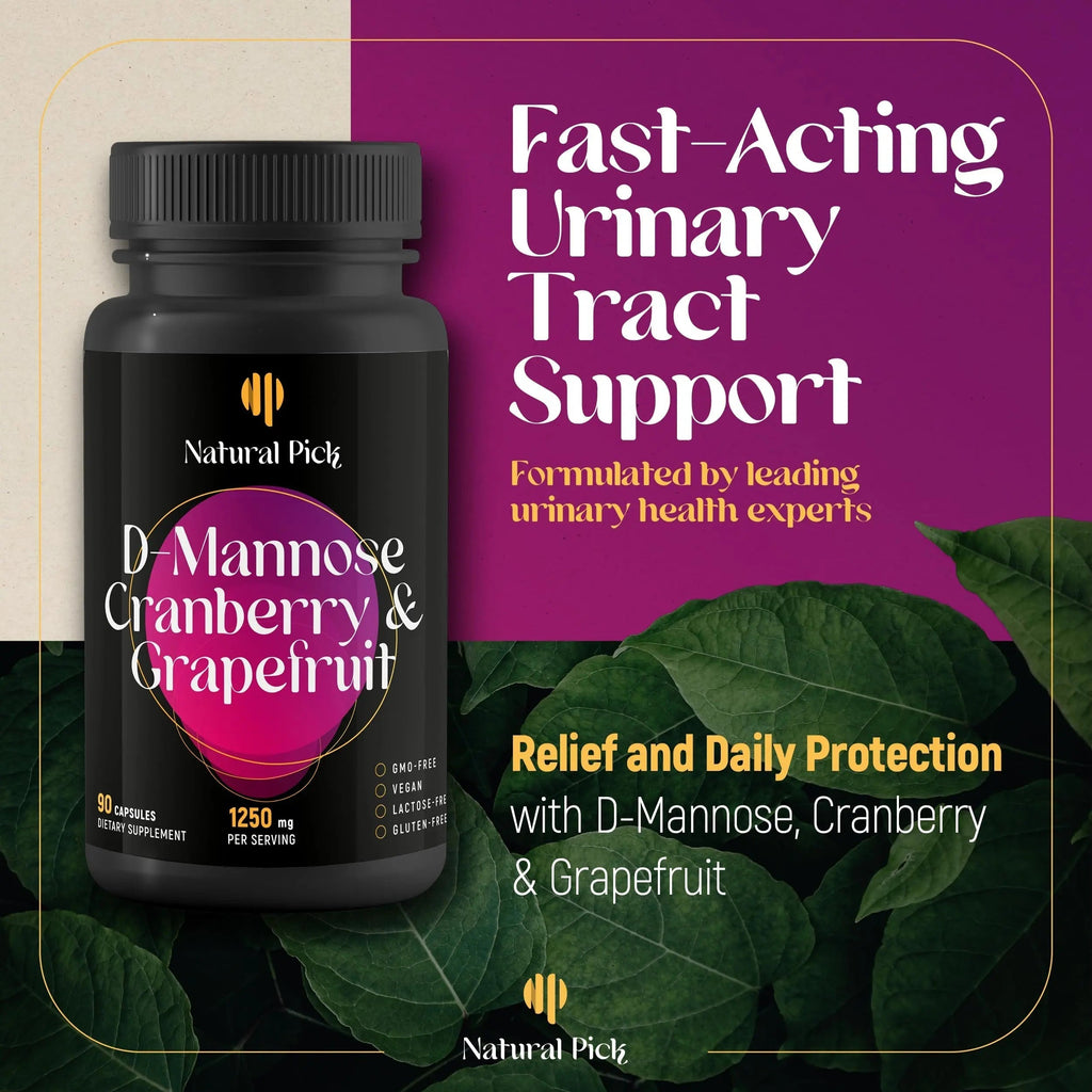 Natural Pick D-Mannose - Cranberry & Grapefruit – Cranberry Pills, UTI Treatment and Fast Relief for Women | Urinary Tract & Bladder Support. 90 Vegan Capsules, D mannose Supplements for Women Natural Pick Au supplements