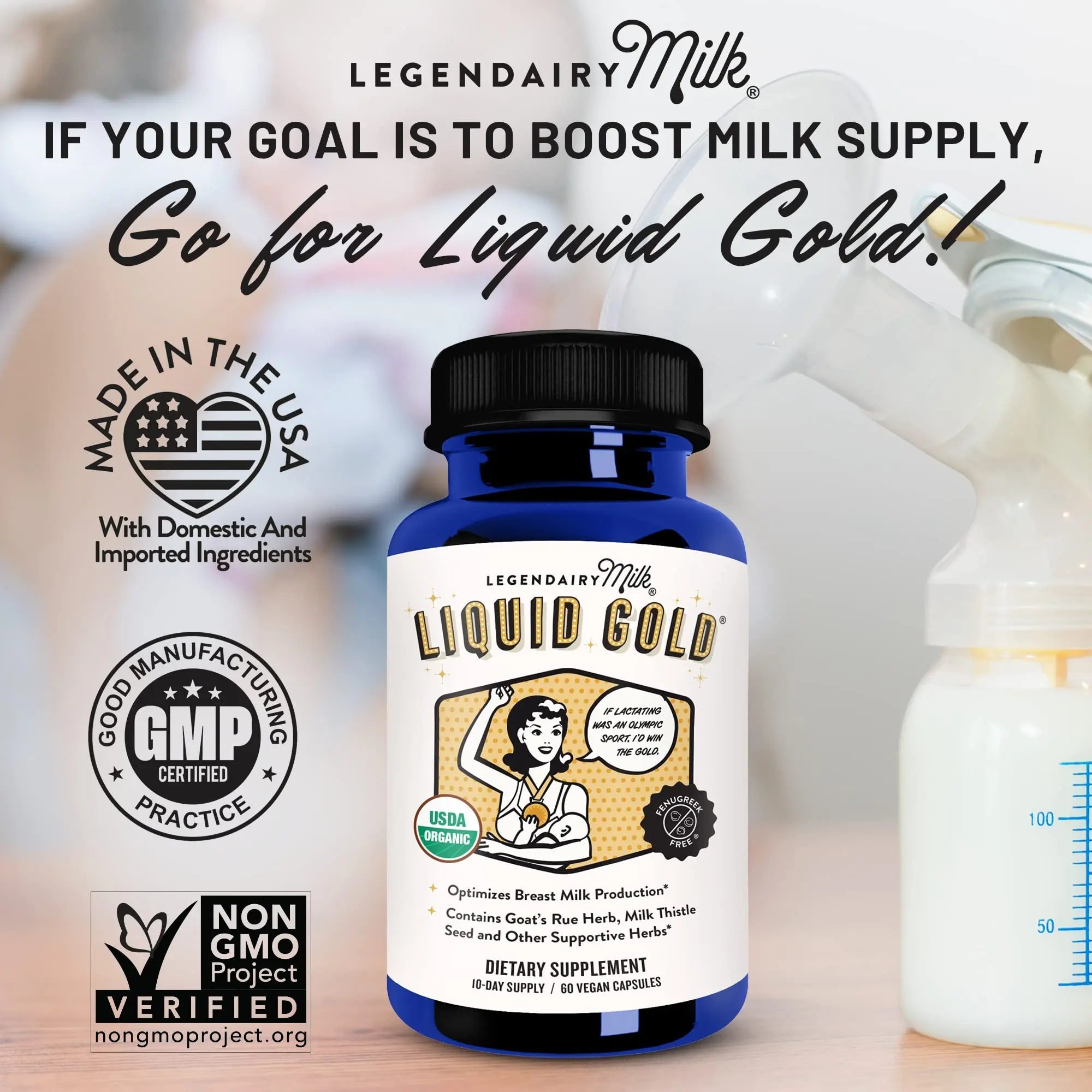 Legendairy Milk Liquid Gold Lactation Supplement, Organic Goat's Rue Lactation Legendairy Milk Au supplements