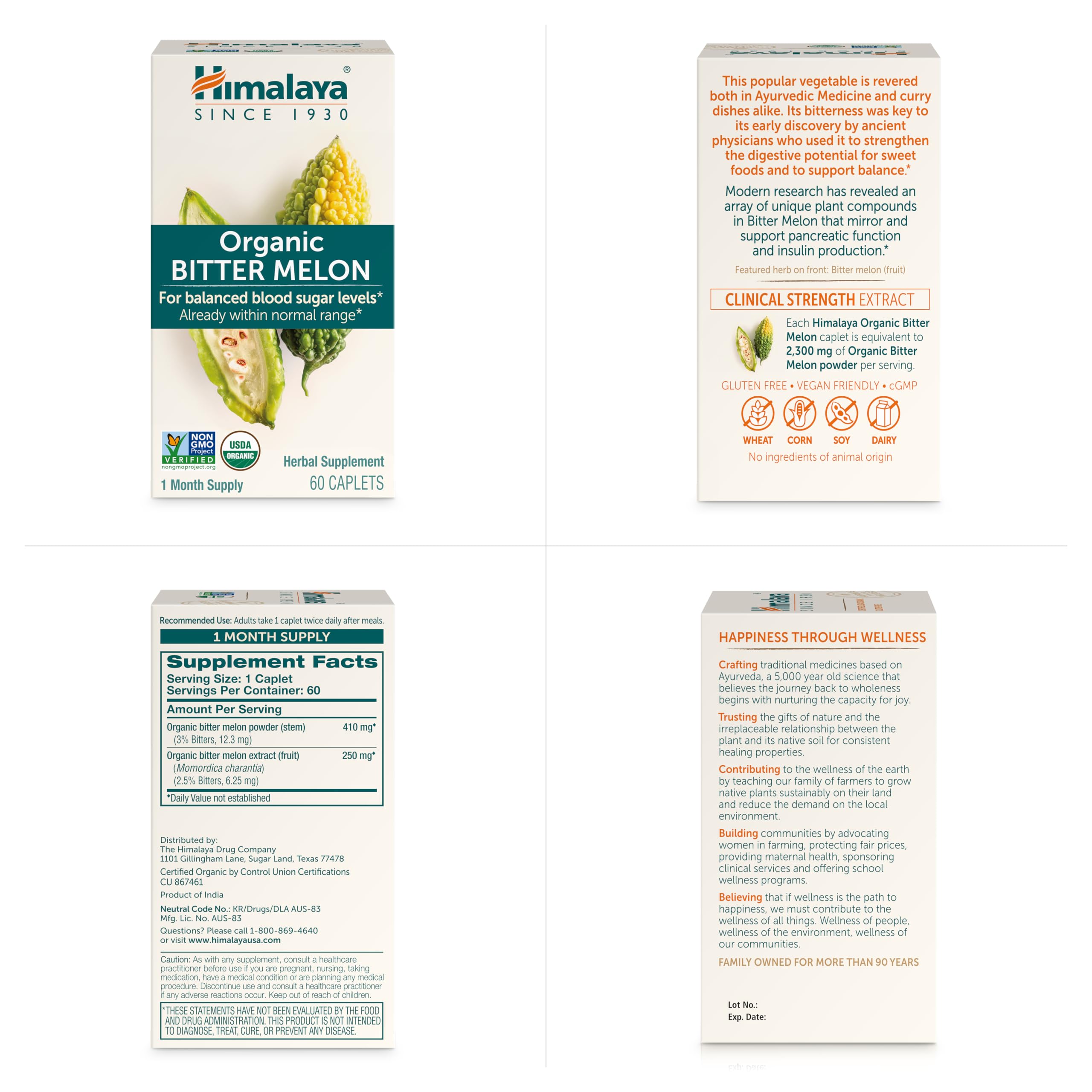 Himalaya Organic Bitter Melon - Herbal Glucose Metabolism Support - USDA Organic, Non-GMO, Vegan, Gluten Free