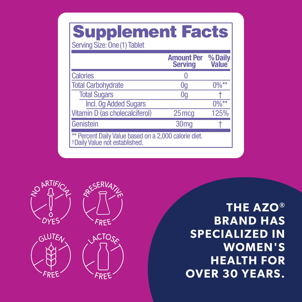 AZO® Daily Menopause Relief + Vitamin D to Support Strong Bones, Menopause Supplements for Women, Reduces Hot Flashes and Night Sweats* - 30 Count AZO Au supplements