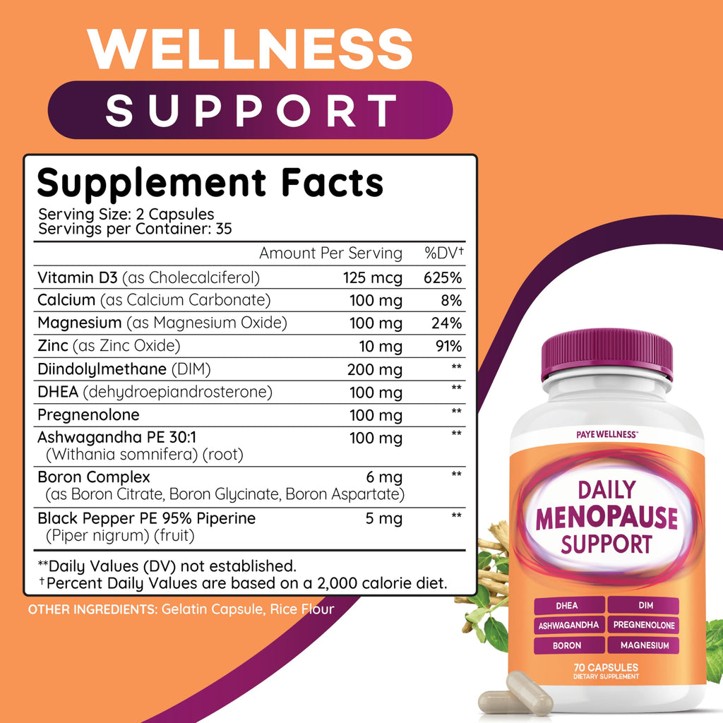 Menopause and Perimenopause Supplement for Women 10-1 Relief Formula for Hot Flashes, Night Sweats, Mood, Energy & Hormone – DIM, Ashwagandha, Vitamin D, DHEA, Zinc, Magnesium 2-Pack, 140 Capsules PAYÉ Au supplements