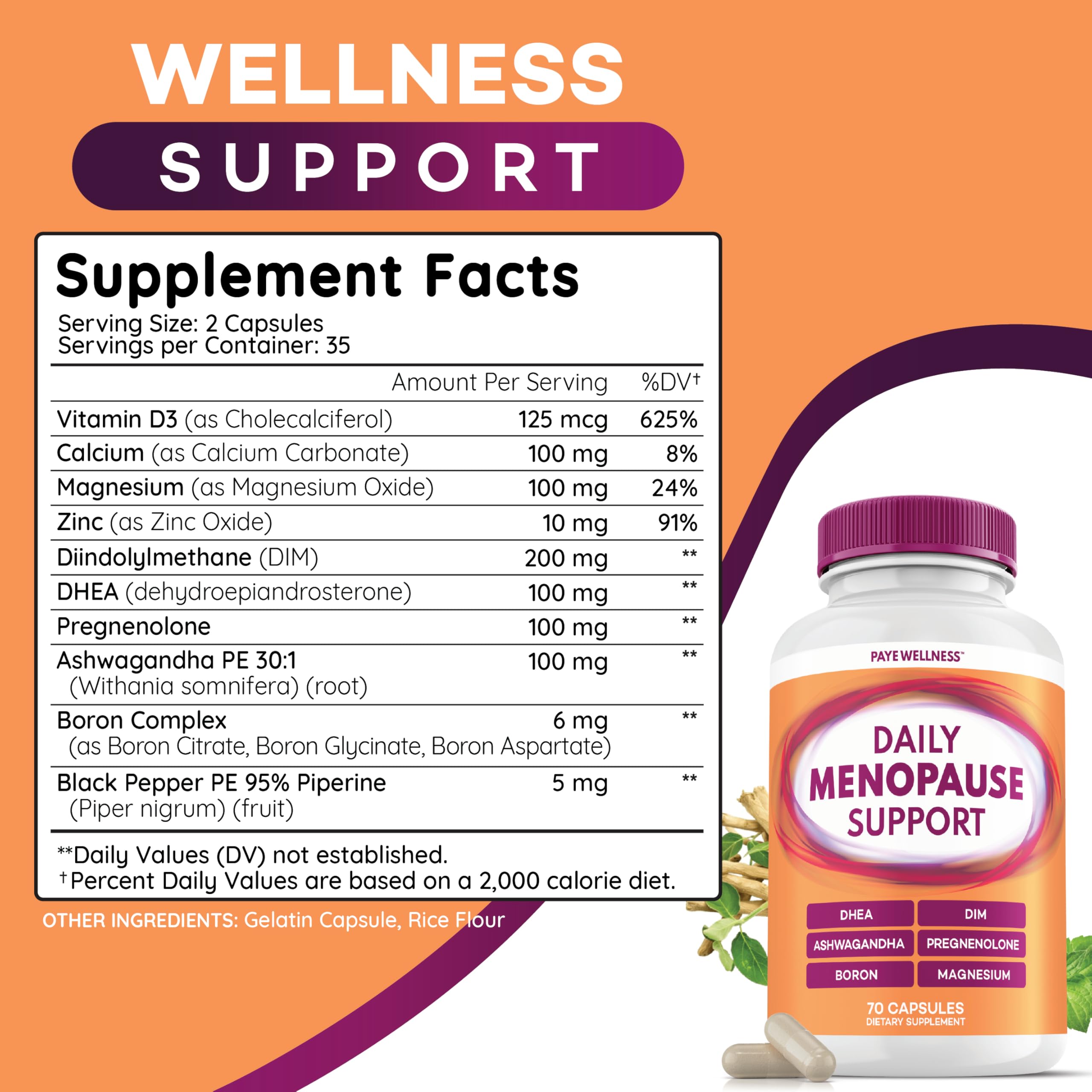Menopause and Perimenopause Supplement for Women 10-1 Relief Formula for Hot Flashes, Night Sweats, Mood, Energy & Hormone – DIM, Ashwagandha, Vitamin D, DHEA, Zinc, Magnesium 2-Pack, 140 Capsules PAYÉ Au supplements