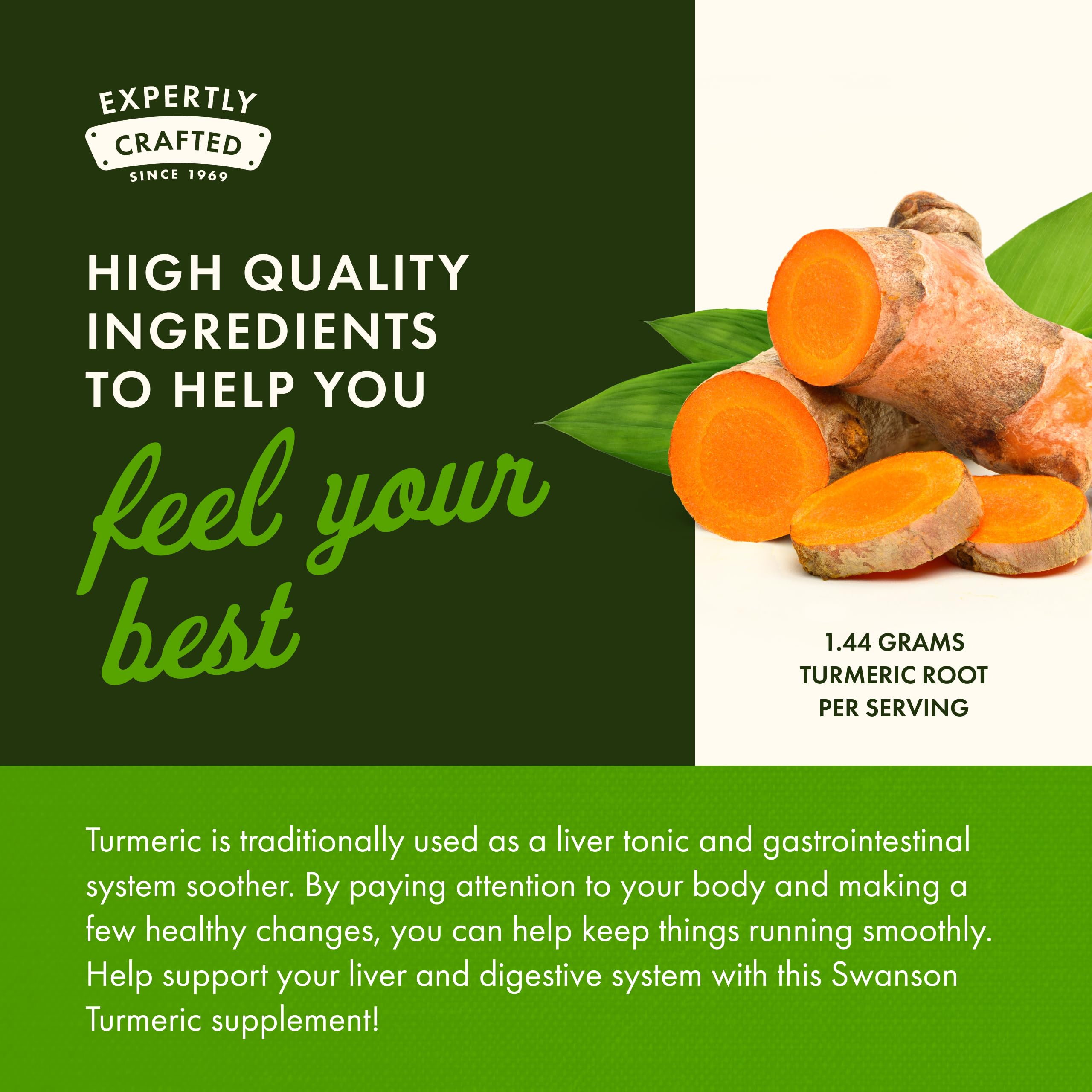 Swanson Full Spectrum Turmeric Curcumin Joint, Liver, and Digestive Support Supplement for Active Adults - Non-GMO