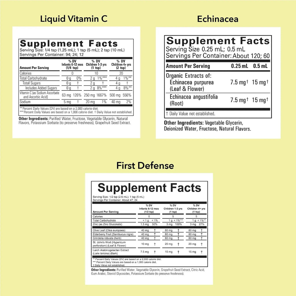 CHILDLIFE ESSENTIALS Immune Support 3-Pack - Liquid Vitamin C, First Defense, and Echinacea - Immune Boosting Supplements CHILDLIFE ESSENTIALS Au supplements