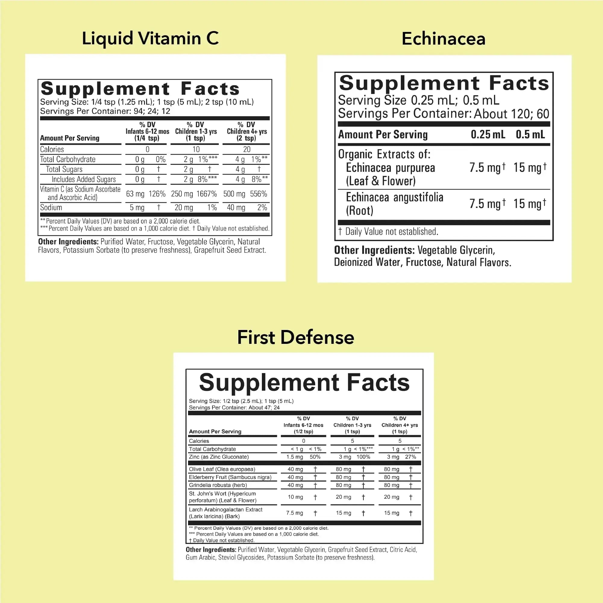 CHILDLIFE ESSENTIALS Immune Support 3-Pack - Liquid Vitamin C, First Defense, and Echinacea - Immune Boosting Supplements CHILDLIFE ESSENTIALS Au supplements