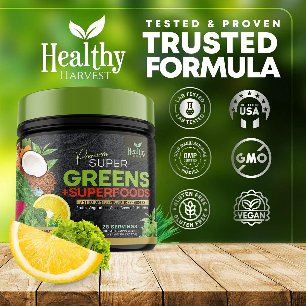 Greens Powder Superfood Supplement - Super Green Reds Smoothie Mix Blend with Spirulina Healthy Harvest Nutrition Au supplements