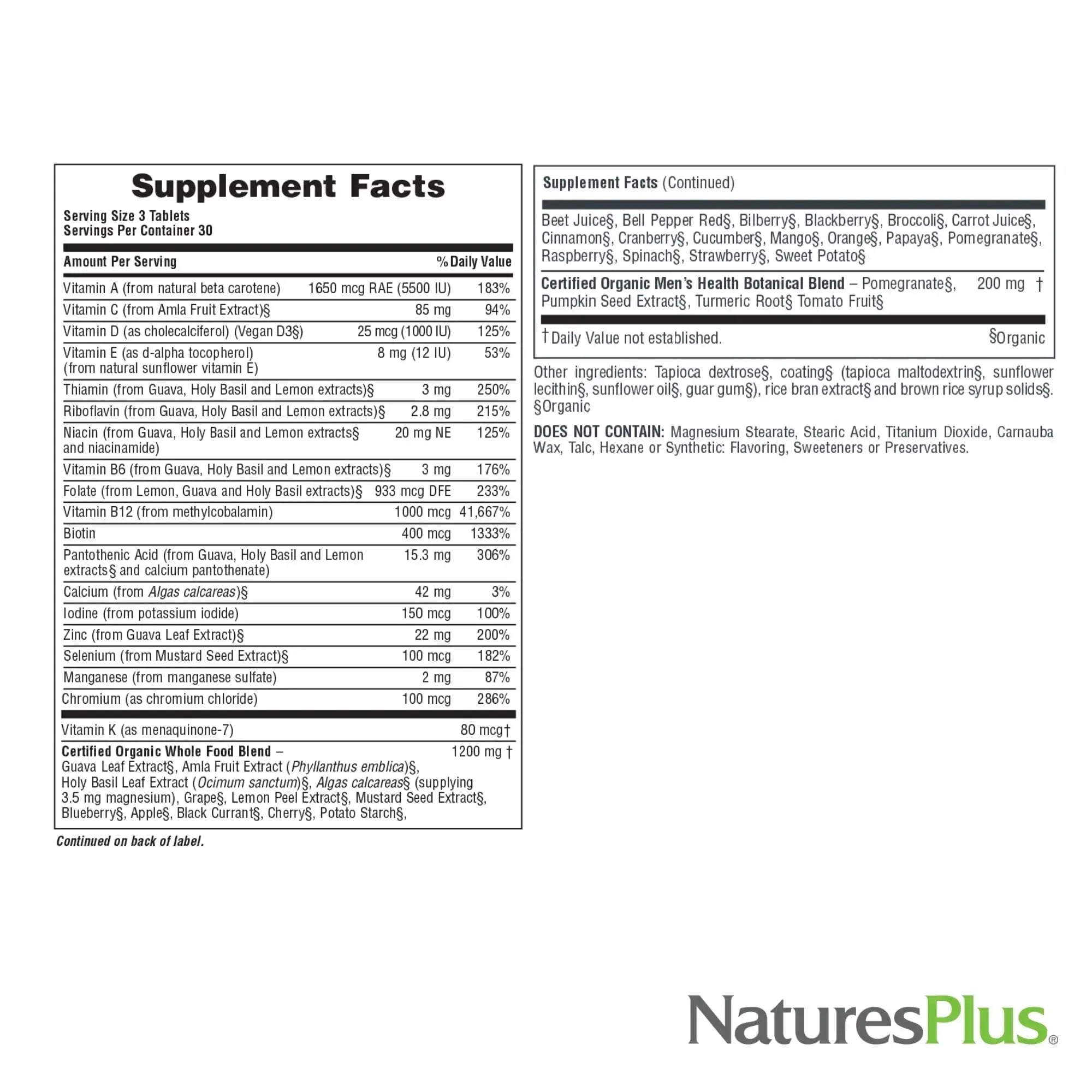 NaturesPlus Source of Life Garden Men’s Multivitamin - 90 Tablets - Supports Energy & Healthy Immune System Nature's Plus Au supplements