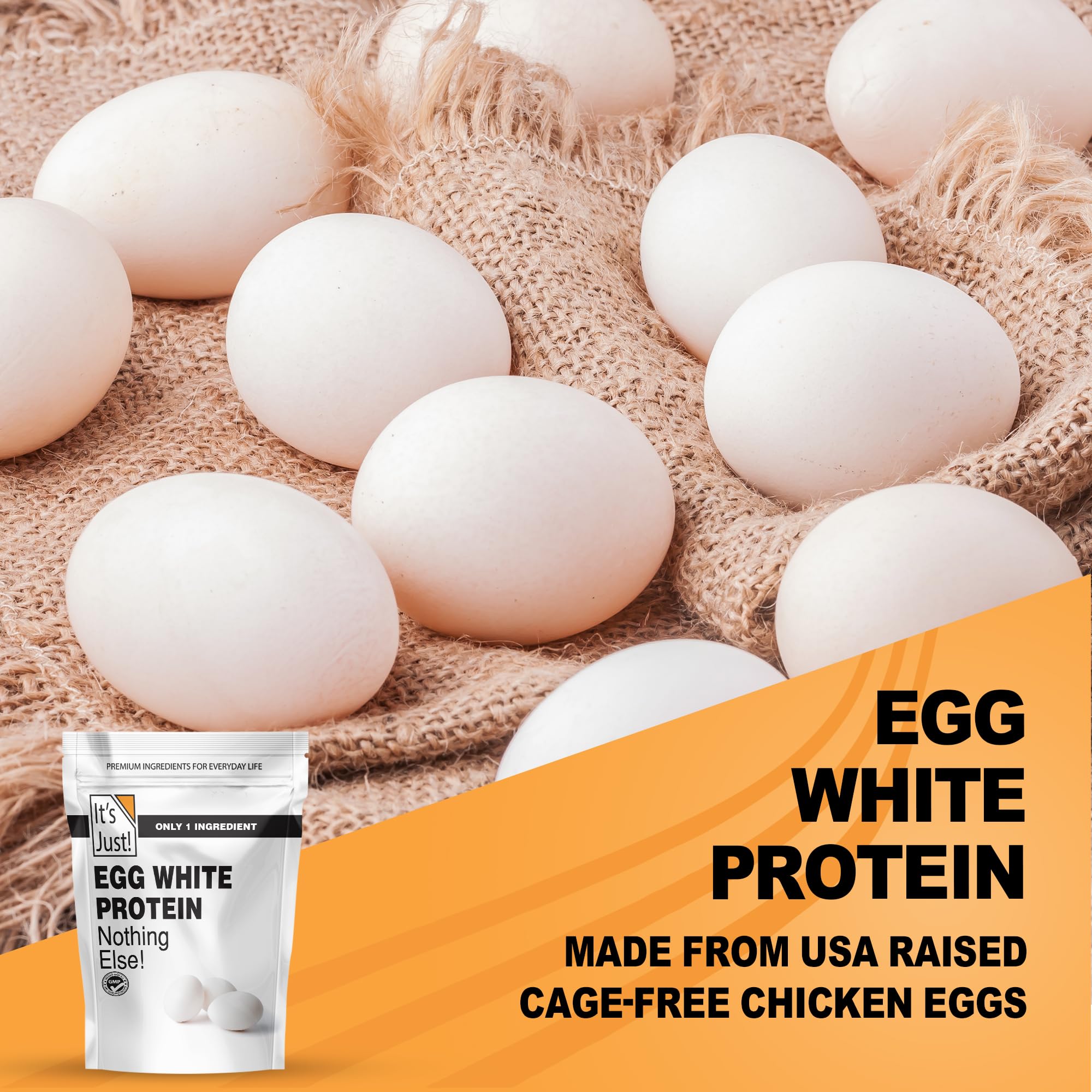 It's Just! - Egg White Protein Powder, Made in USA from Cage-Free Eggs, Dried Egg Whites (Unflavored, 8oz)
