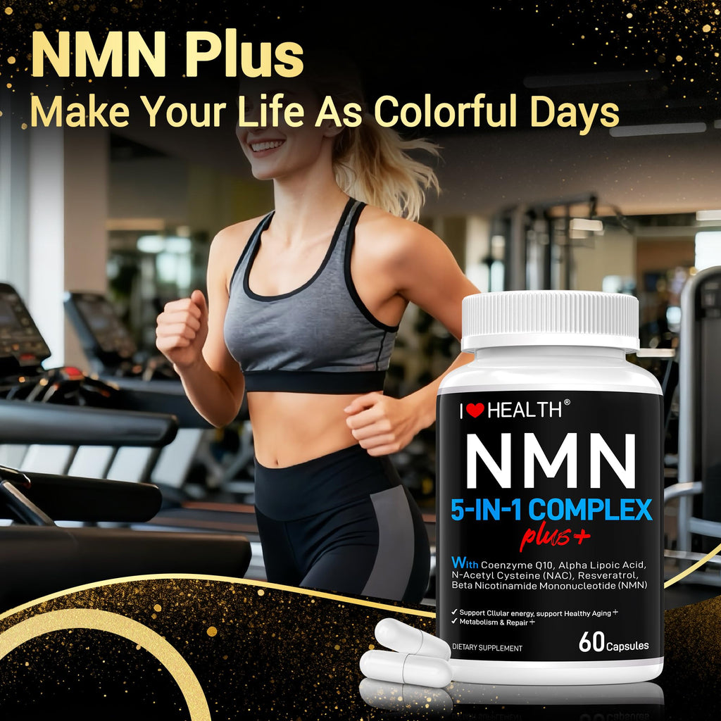 I LOVE HEALTH NMN Complex Plus+ for Women & Men with NAC, Alpha Lipoic Acid, CoQ10 & Resveratrol – 5-in-1 Cellular Energy & Healthy Aging Support – 60 Capsules, Non-GMO, Made in USA I LOVE HEALTH Au supplements