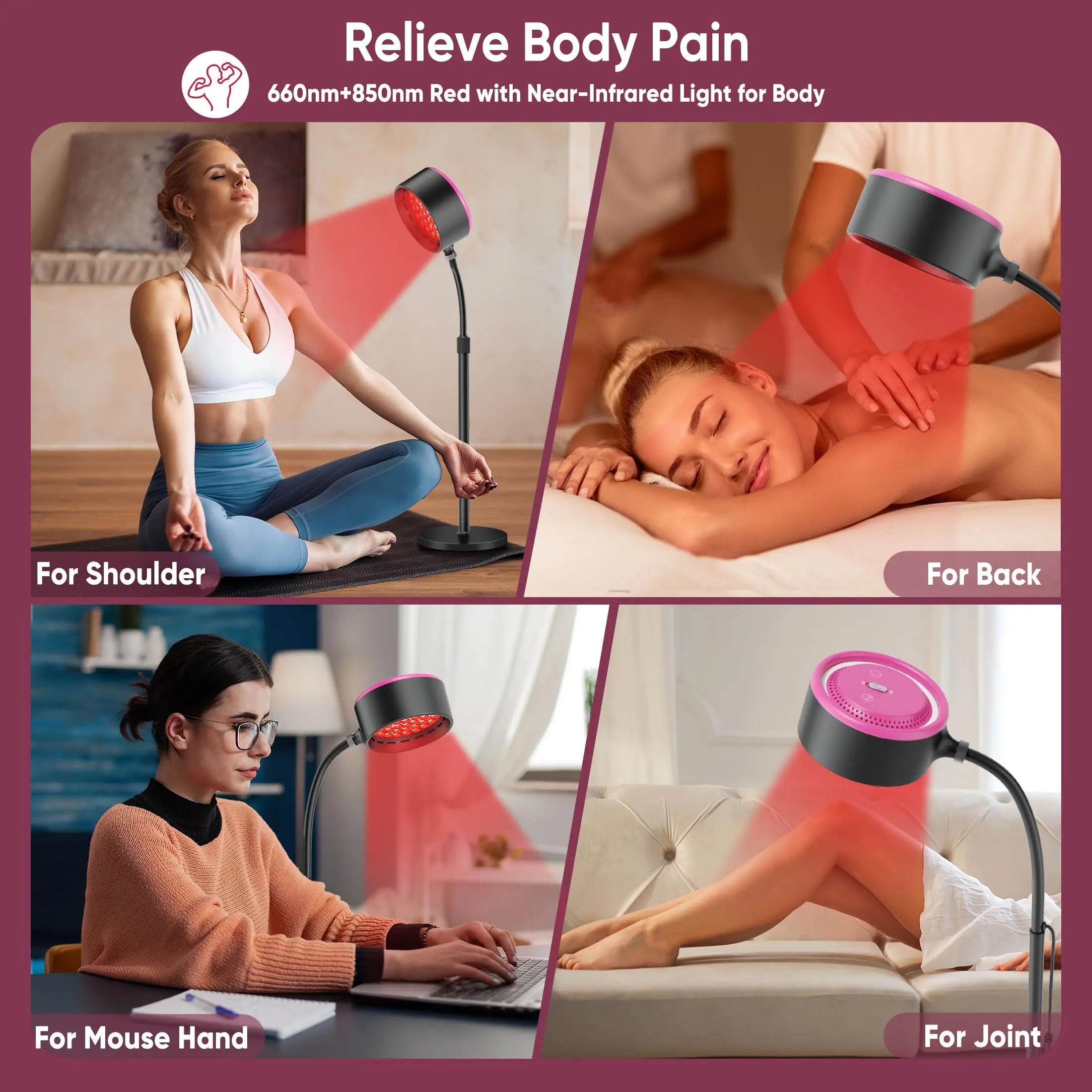 Caromolly Red Light Device Lamp, 660nm Red Light and 850nm Near-Infrared Light Combo Caromolly Au supplements