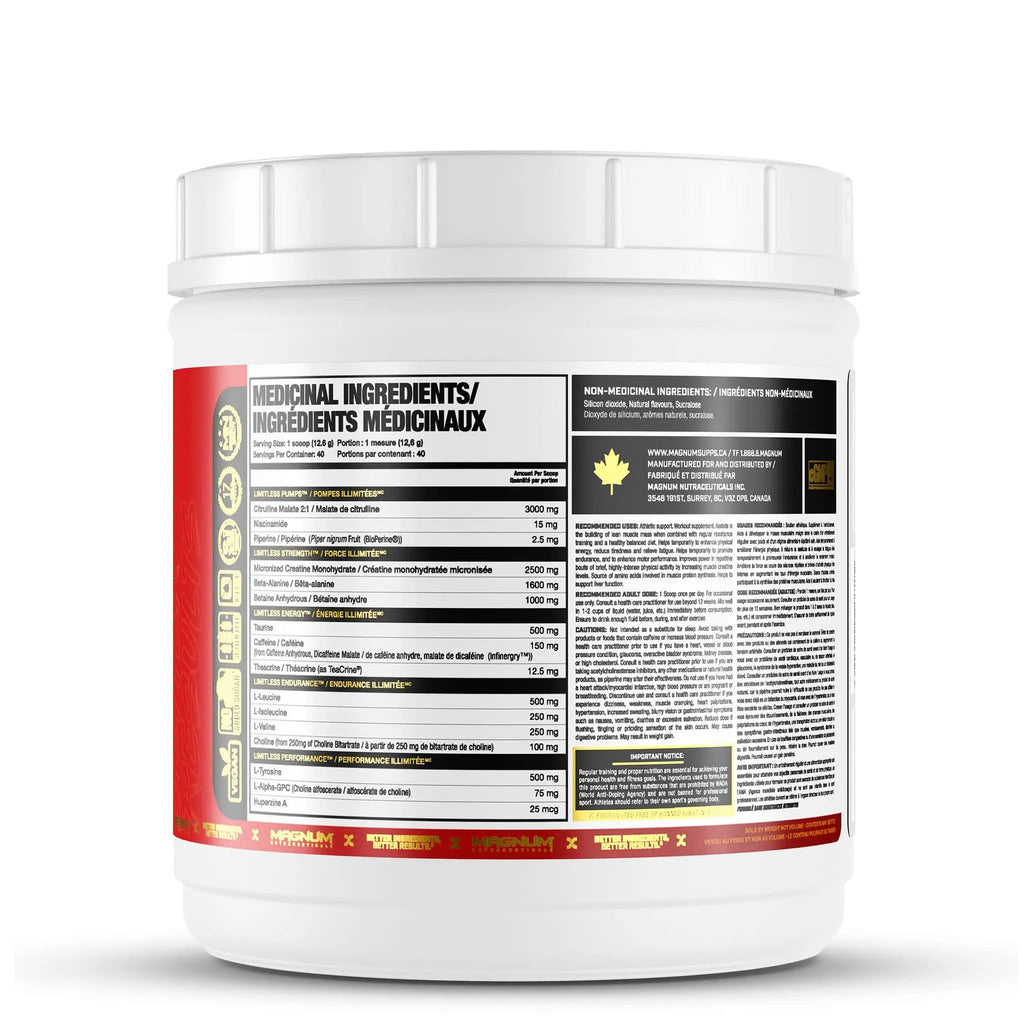 LIMITLESS Magnum 504g - Muscle Workout Powder, Sport Pre Workout for Men and Women LIMITLESS Au supplements