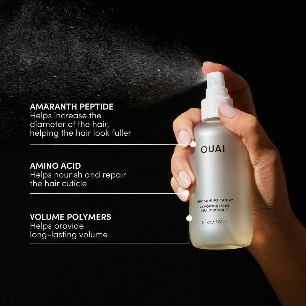 OUAI Hair Thickening Spray - Thickening & Volumizing Spray for Instantly Thicker, Fuller-Looking Hair - Protects, Strengthens & Repairs with Amaranth Peptide & Amino Acids (6 Fl Oz) OUAI Au supplements