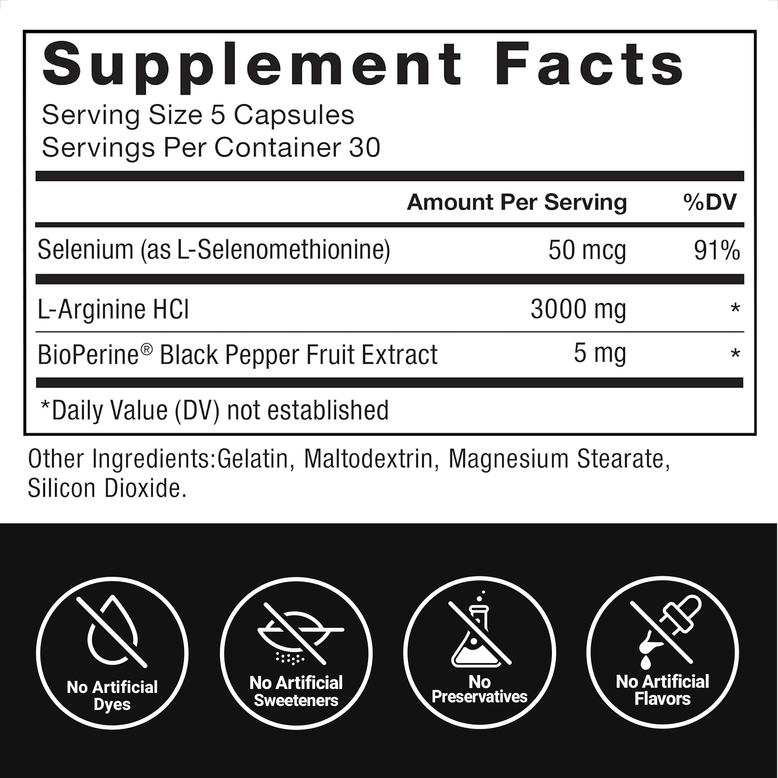 Force Factor L-Arginine Nitric Oxide Supplement with BioPerine to Help Build Muscle and Support Stronger Blood Flow, Circulation, Nutrient Delivery
