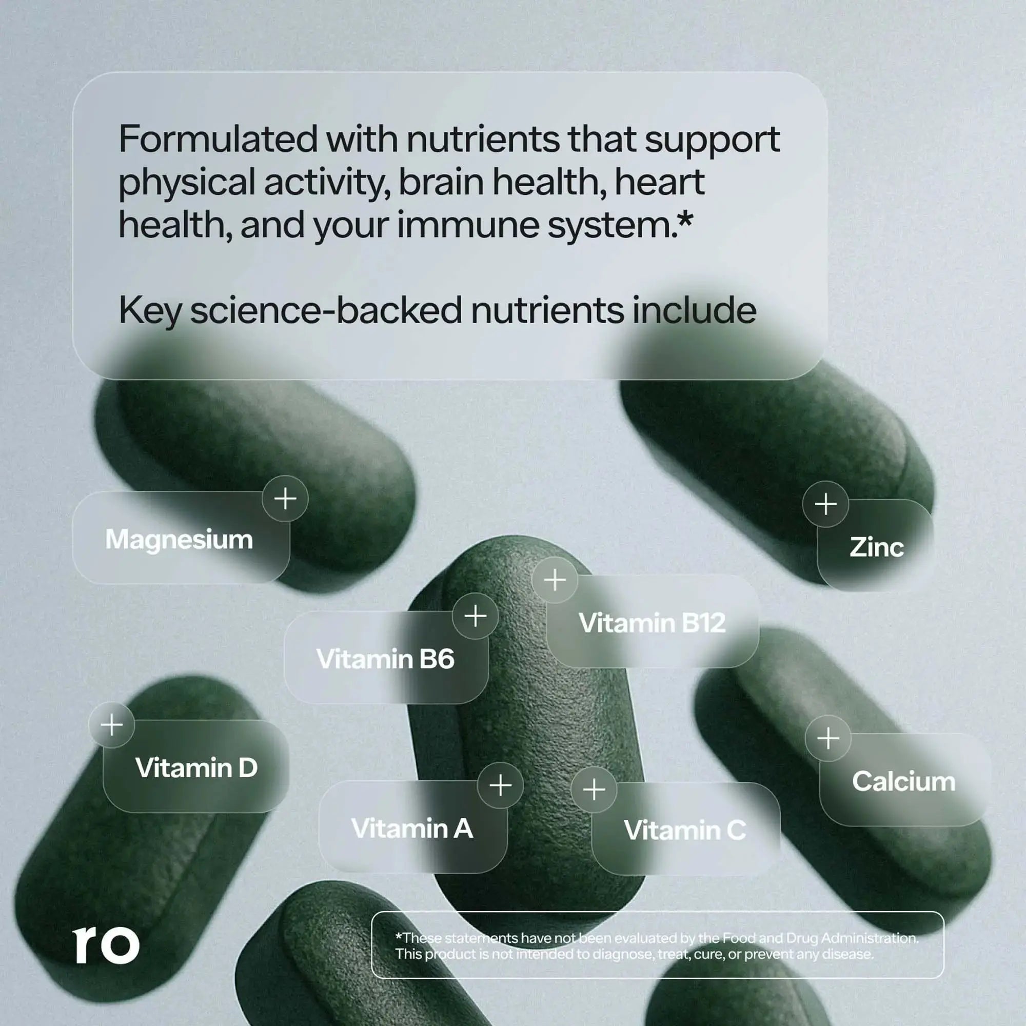 Ro Daily Multivitamin for Men | Supports Physical Activity, Brain + Heart Health, and Immune System with 23 Key Nutrients Including Calcium Ro Au supplements