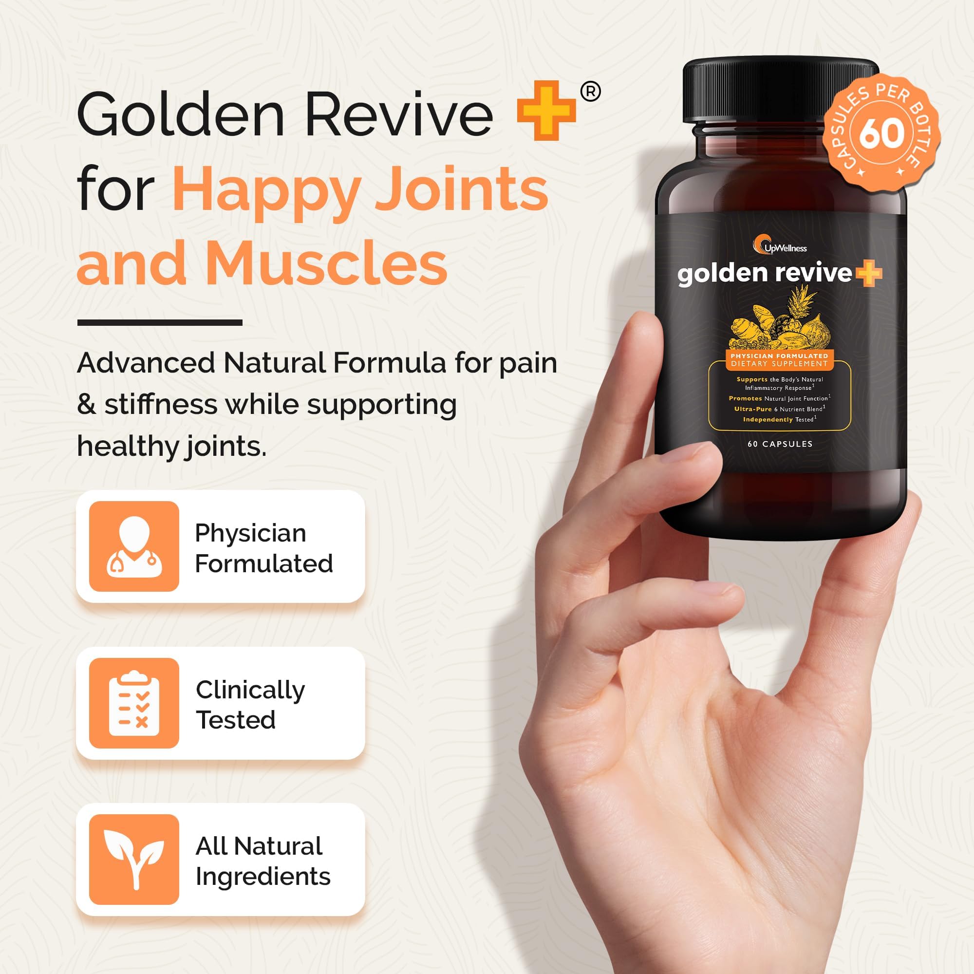 UpWellness Golden Revive + Joint Support Supplement Featuring Turmeric with Black Pepper, Quercetin, and Magnesium- Turmeric Boswellia Supplement
