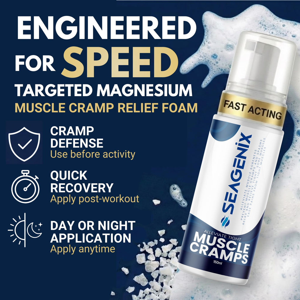 Seagenix Muscle Cramp Relief Foam – Fast-Acting Magnesium for Leg & Calf Cramps – Quick-Activation Comfort, Ready for Instant Use in Seconds – Day or Night Seagenix Au supplements