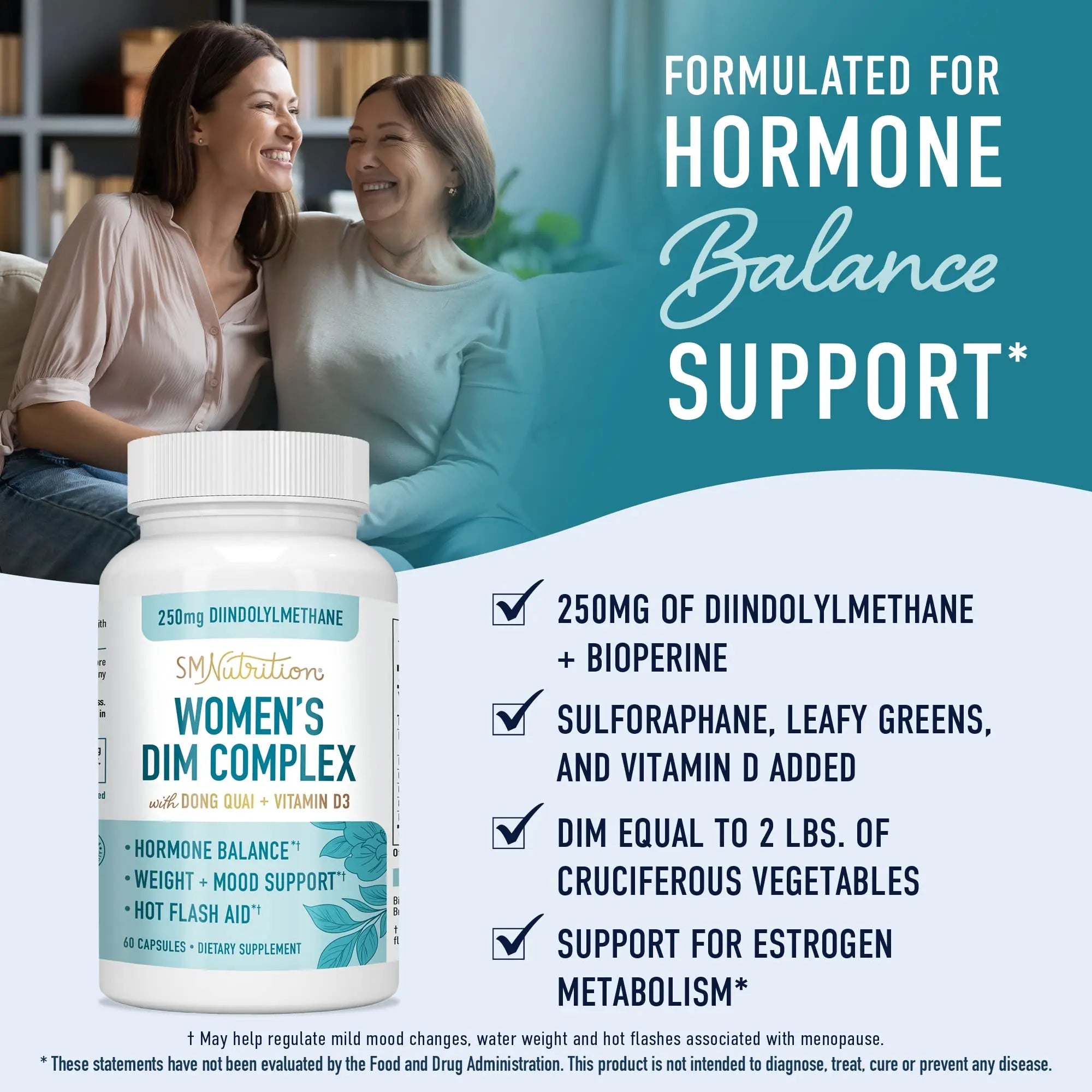 DIM Supplement 250 mg | Estrogen Balance for Women | Hormone Menopause Relief SMNutrition Au supplements