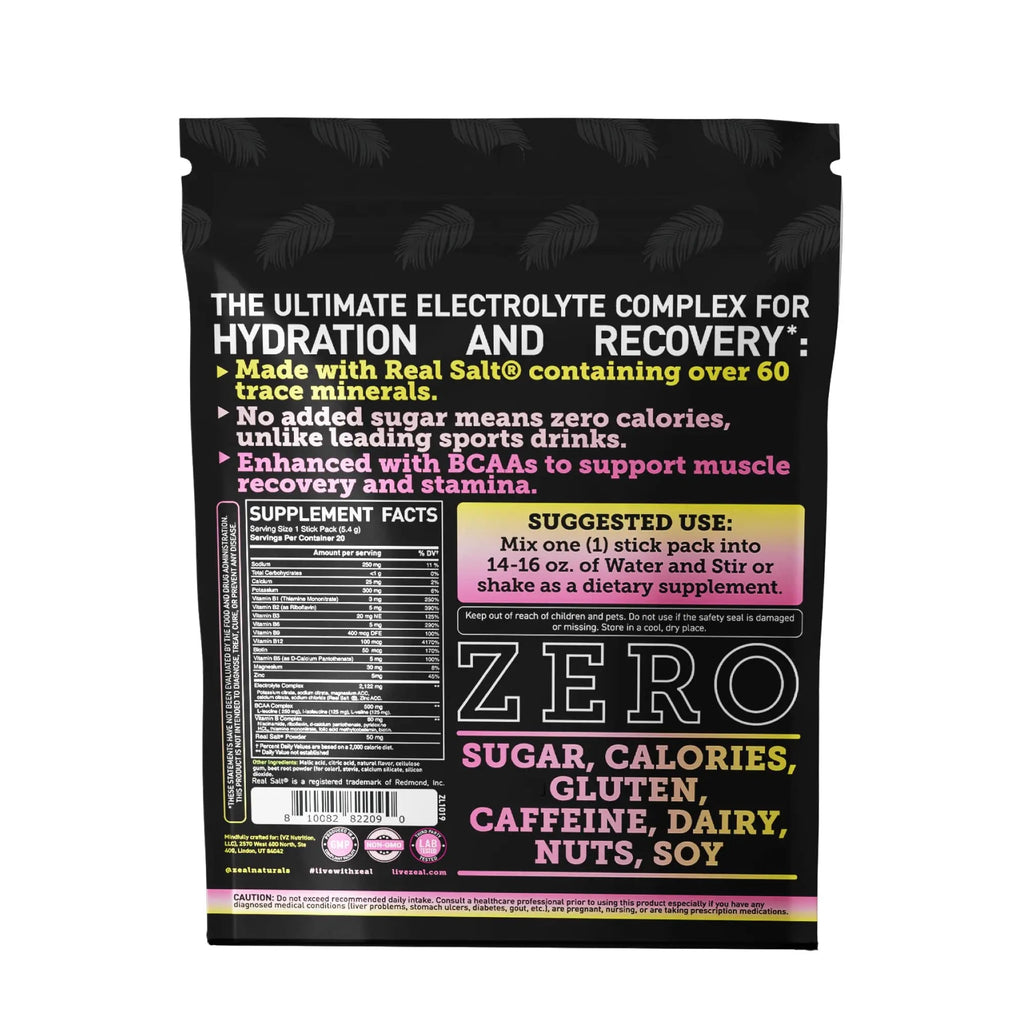 Enhanced Powder Stick Packs (Lemon Berry - 20 Packets) Sugar Free + BCAA B-Vitamins Zeal Naturals Au supplements